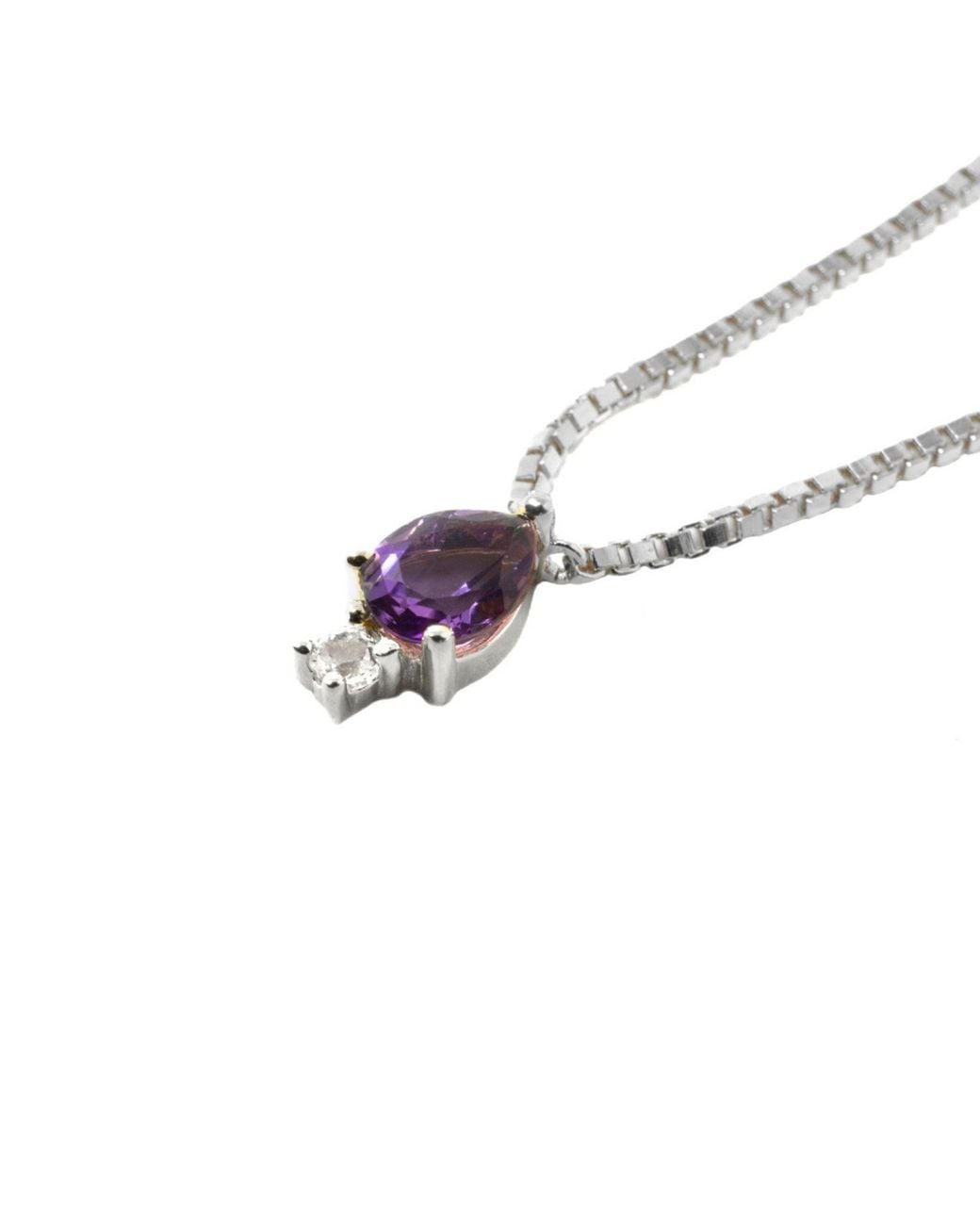 NASI SILVER Purple Pear Atarah Necklace- Amethyst & Topaz