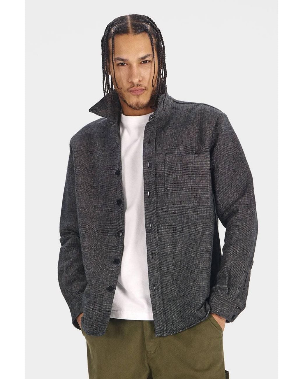 Komodo Gray Shanti Hand Woven Cotton Shirt for men