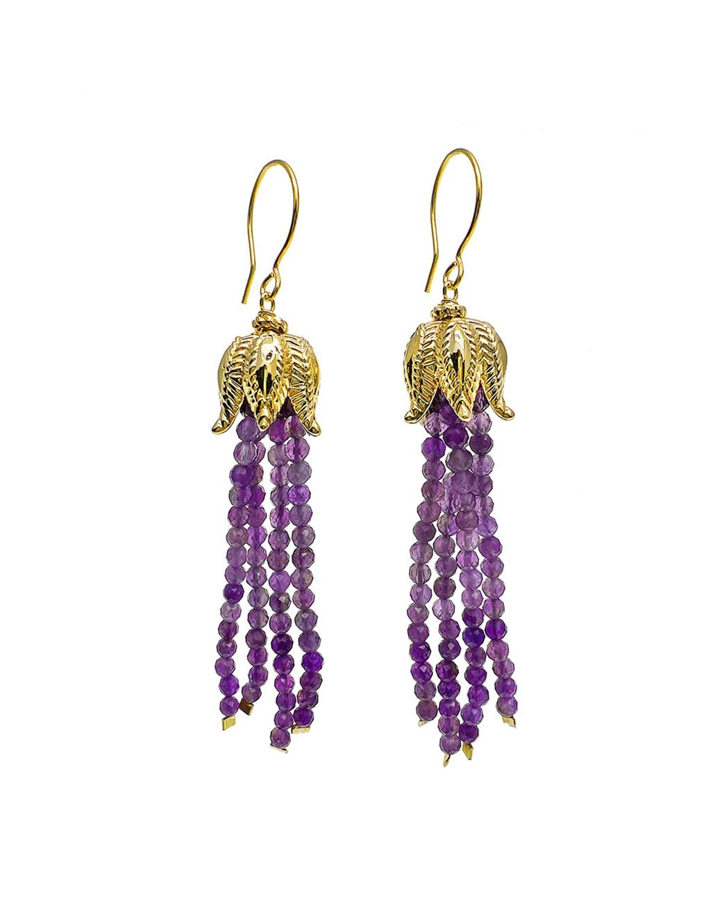 Farra Purple Amethyst Fringe Drop Earrings