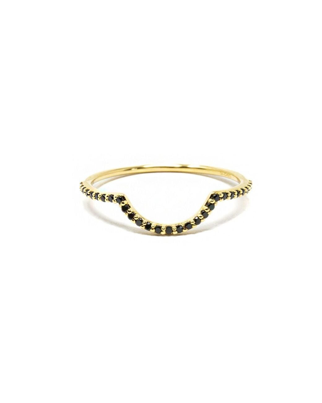 NASI SILVER Metallic Ora Half Eternity Ring- Onyx