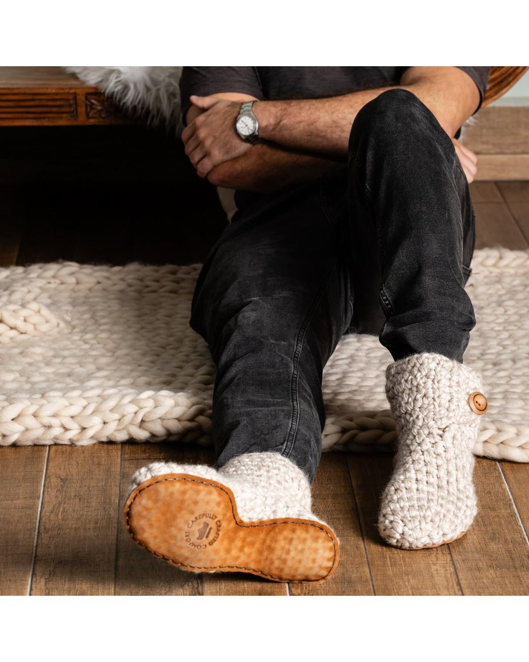 Kingdom of Wow Natural Extra Chunky Boot Wool Slippers For