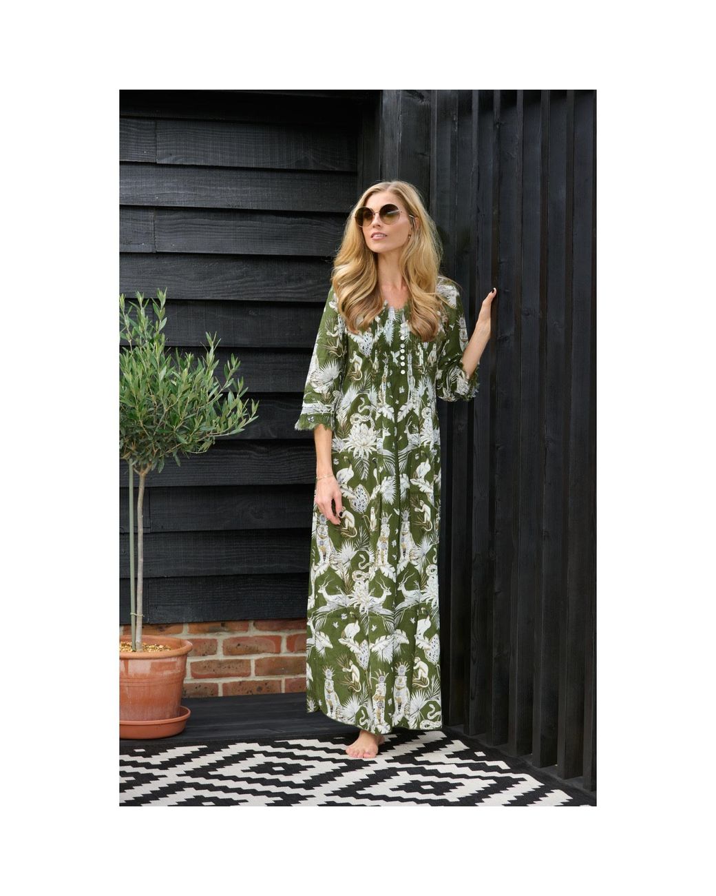 At Last Green Cotton Annabel Maxi Dress