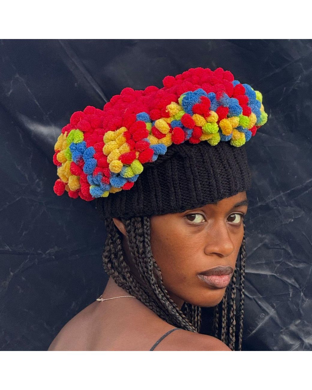 Miro Misljen Black Bubble Knit Halo Crown