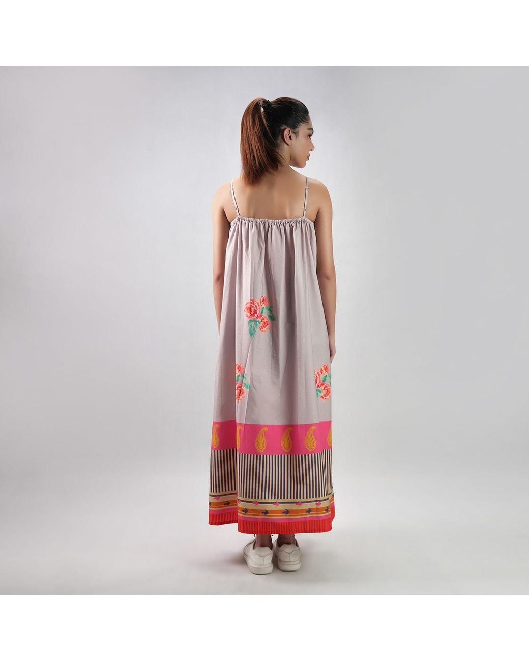 DHARA SHETH DUBAI Red The Floral Archive Rose Print Spaghetti Strap Maxi Dress