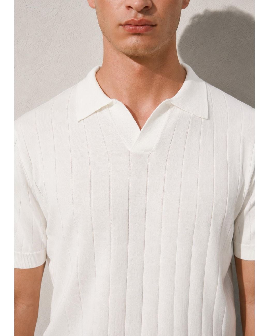 Vayla White Knitted Short Sleeve Polo Shirt for men