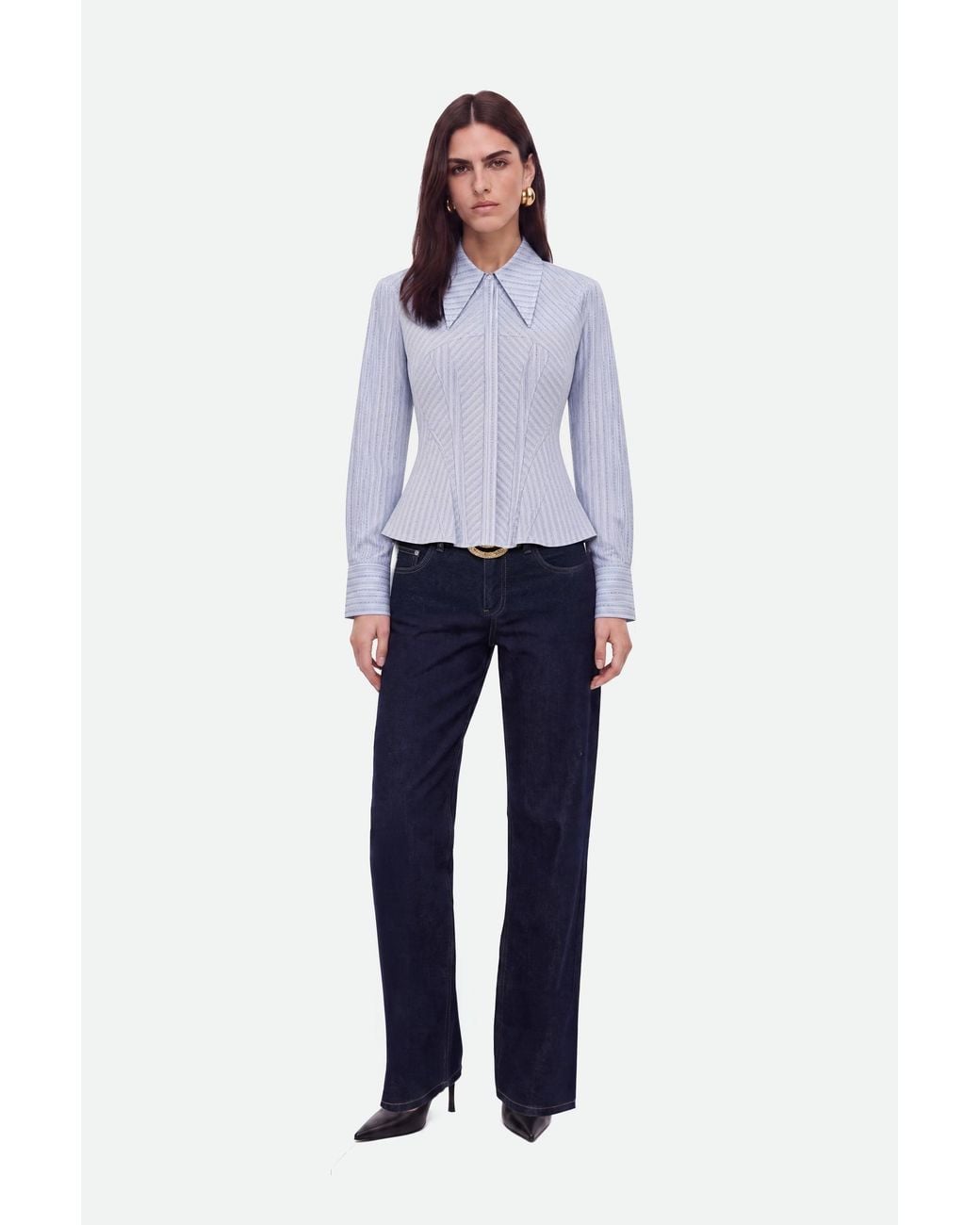 Nocturne Blue Boned Striped Shirt