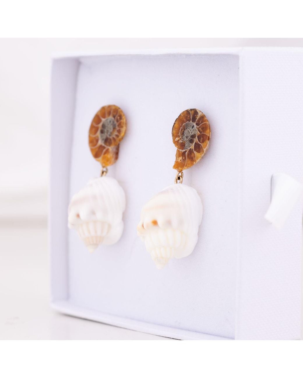 Oana Savu Natural Ammonite Fossils Seashells Shells Earrings Studs