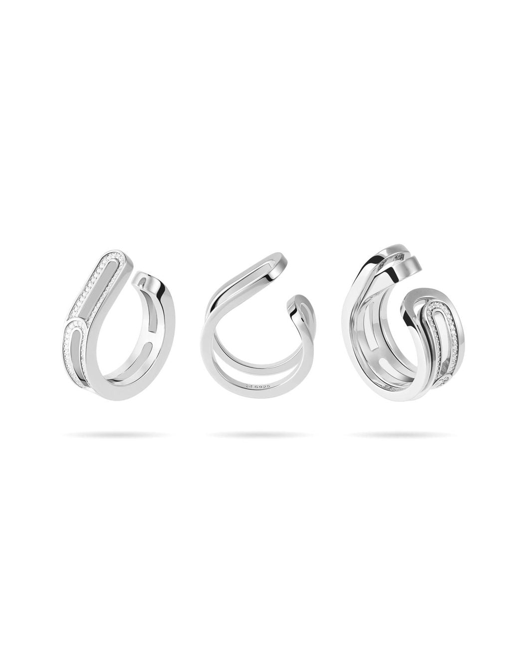 Meulien Metallic Budding Flower Ring Set
