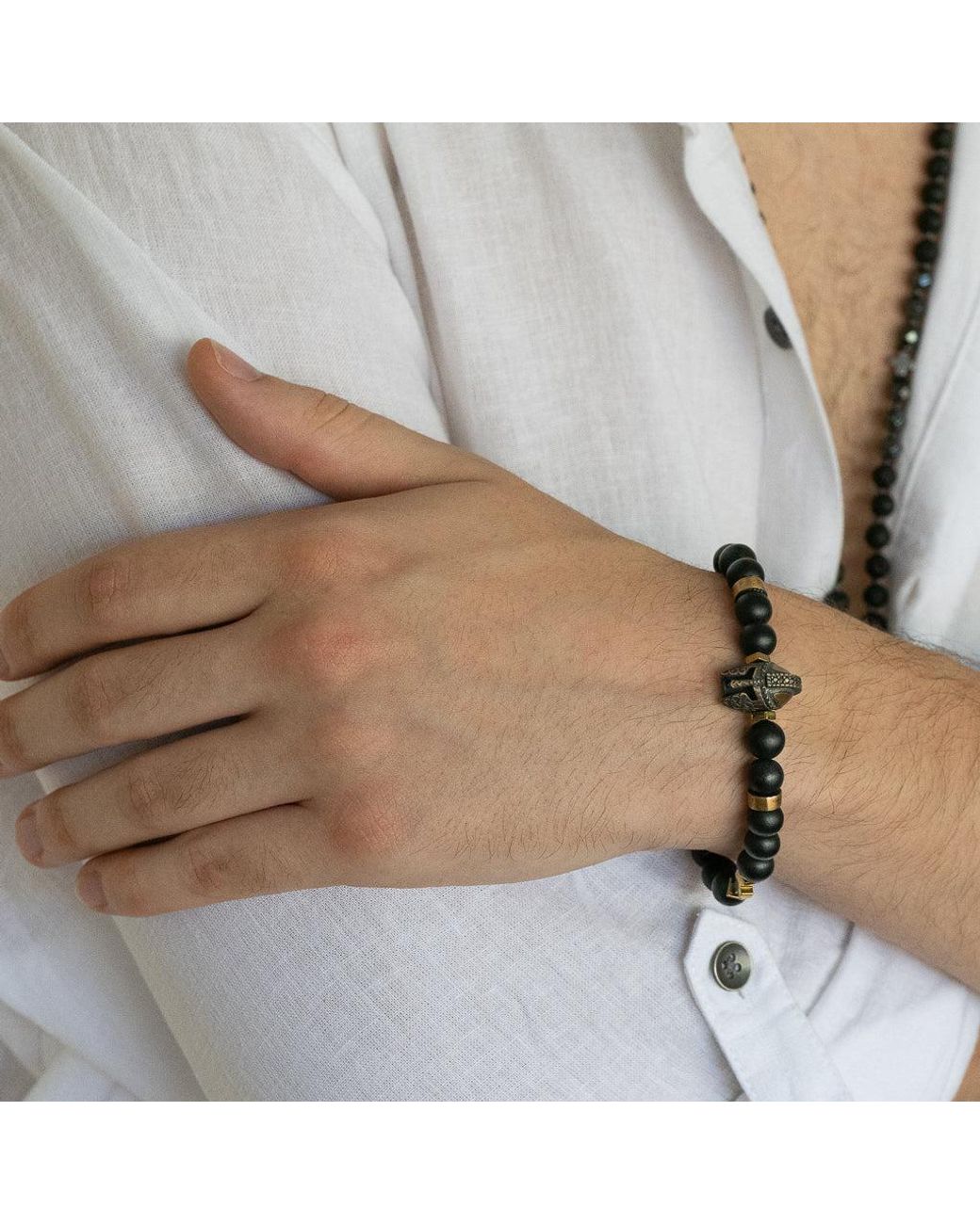 Ebru Jewelry Black Vibe Gladiator Bracelet for men