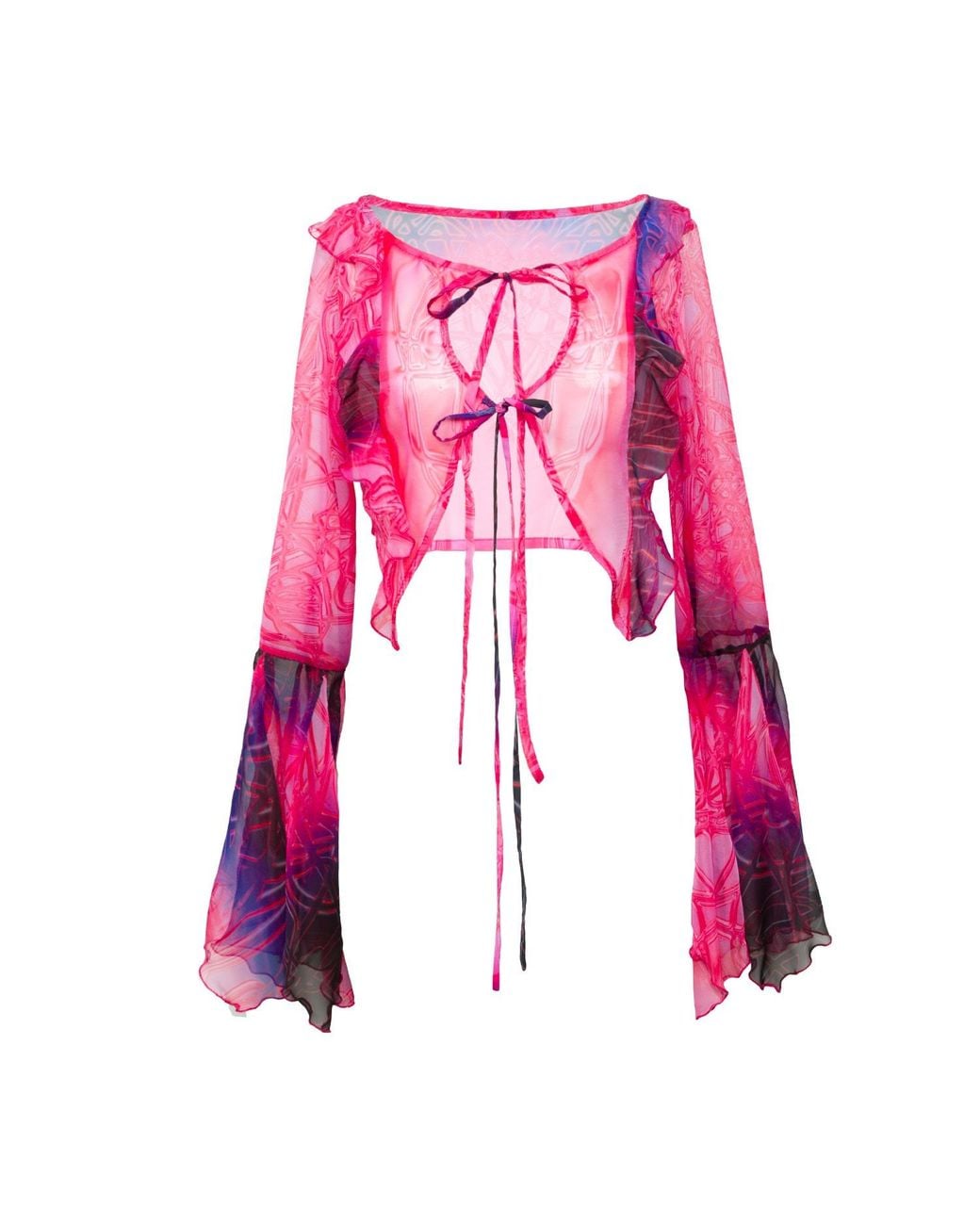 Paloma Lira Pink Cherry Crystal Chiffon Top