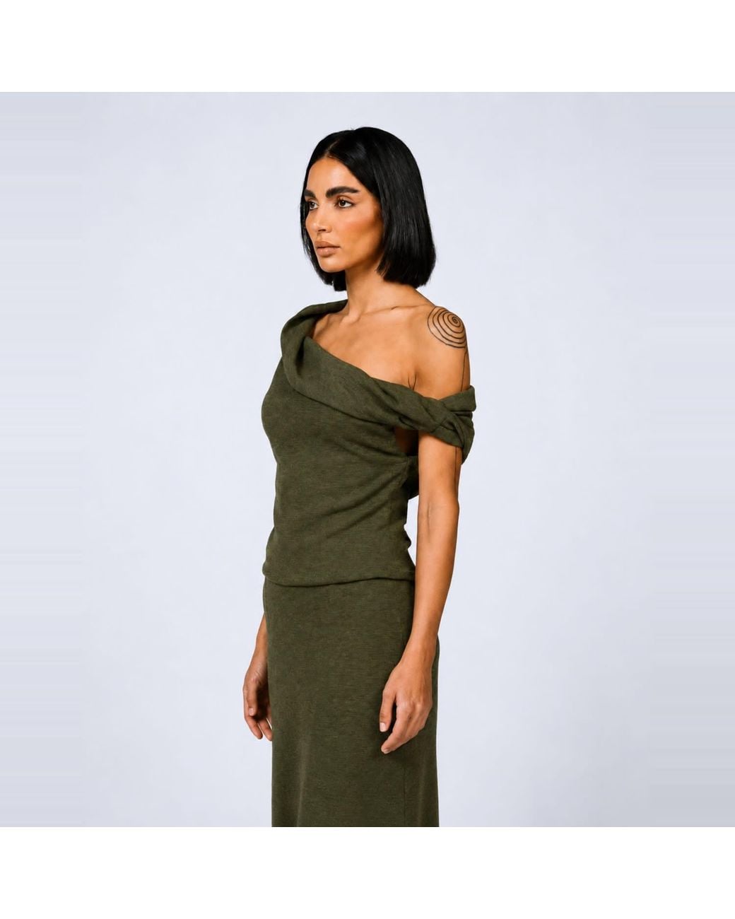 Elamins Green Shoulder Twist Top