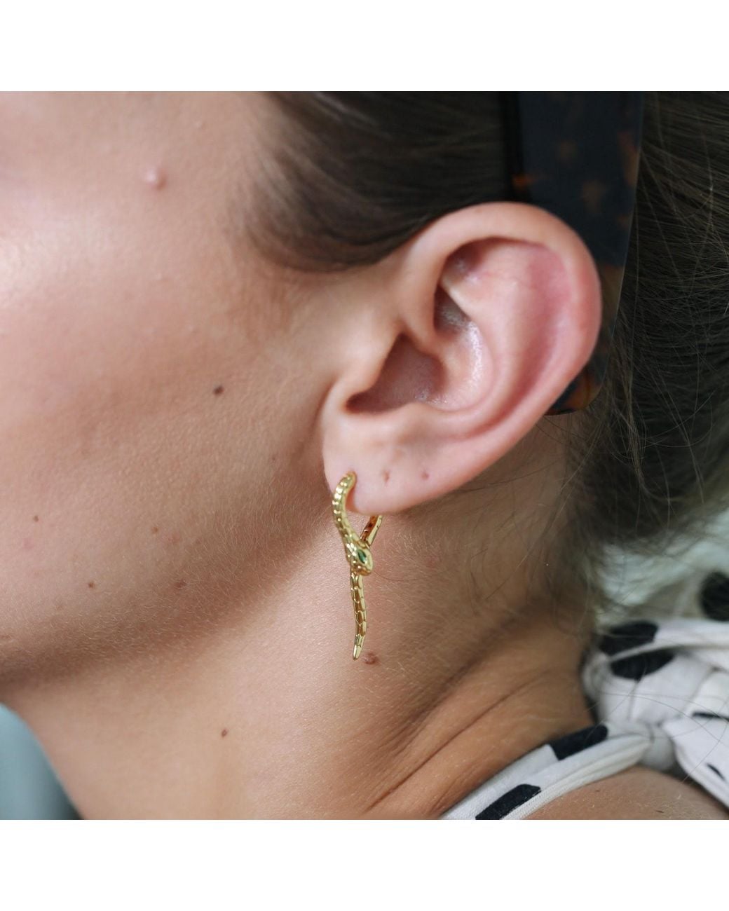 Miss Cecilia Metallic Snake Hoop Earrings