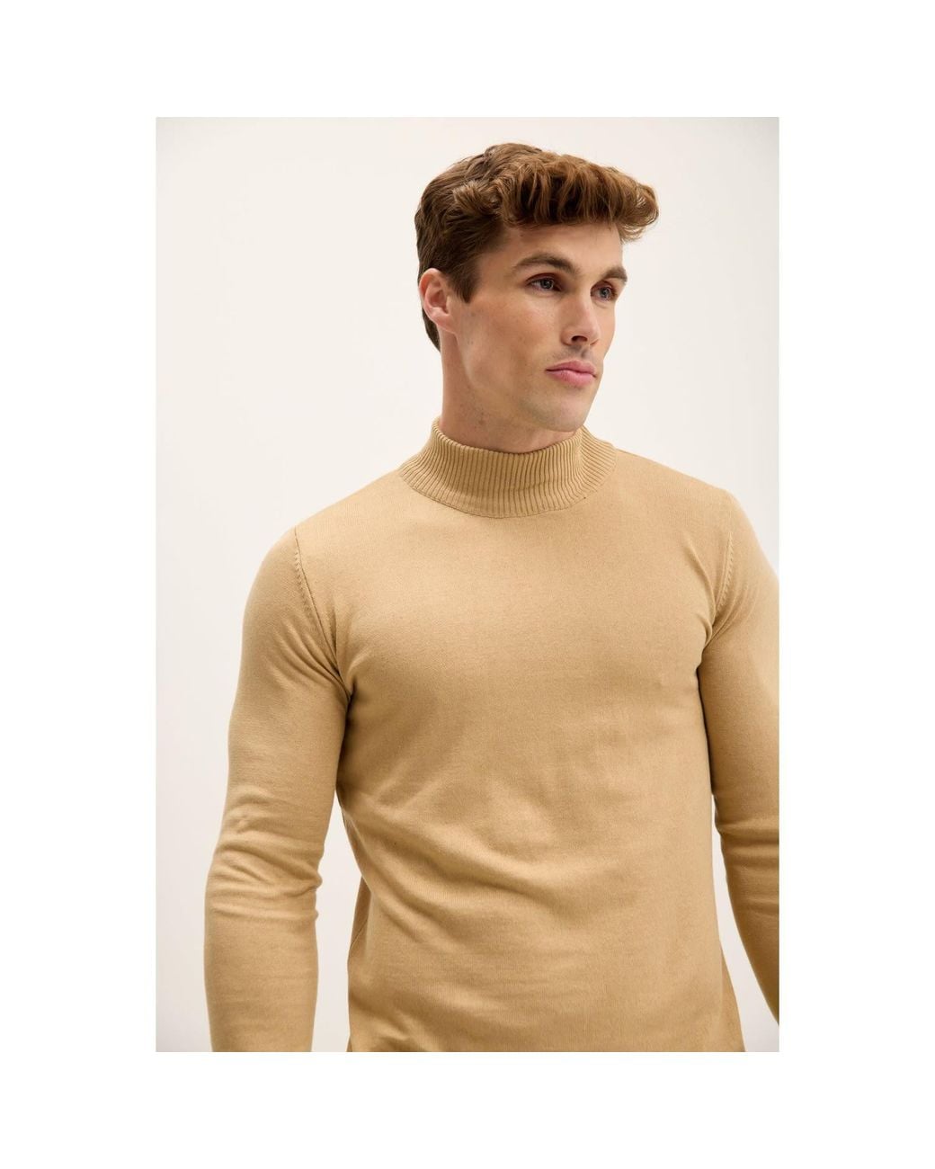 Ron Tomson Natural Neutrals Mock Neck Relaxed Sweater for men