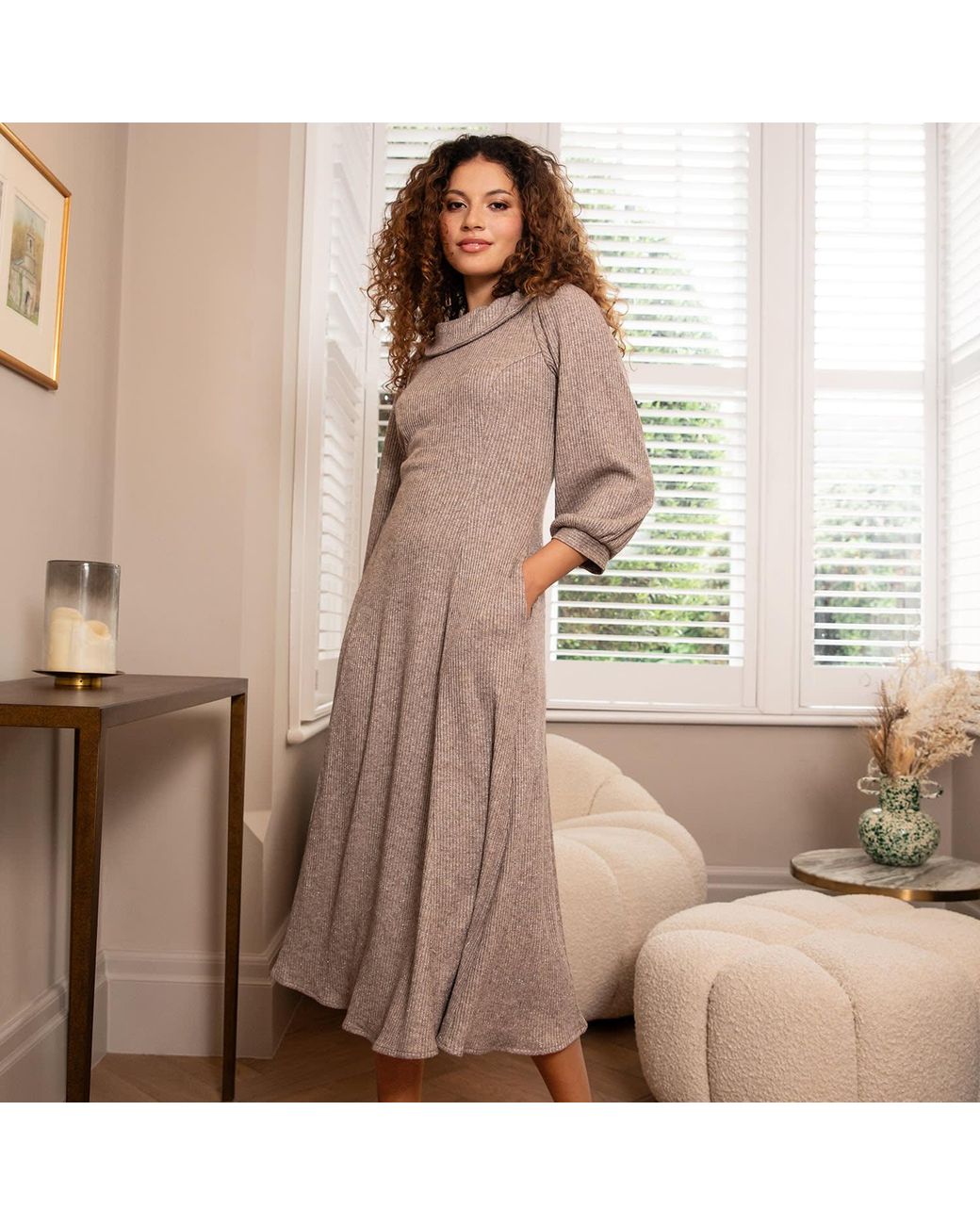 Alie Street London Natural Neutrals Meredith Turtle Neck Dress