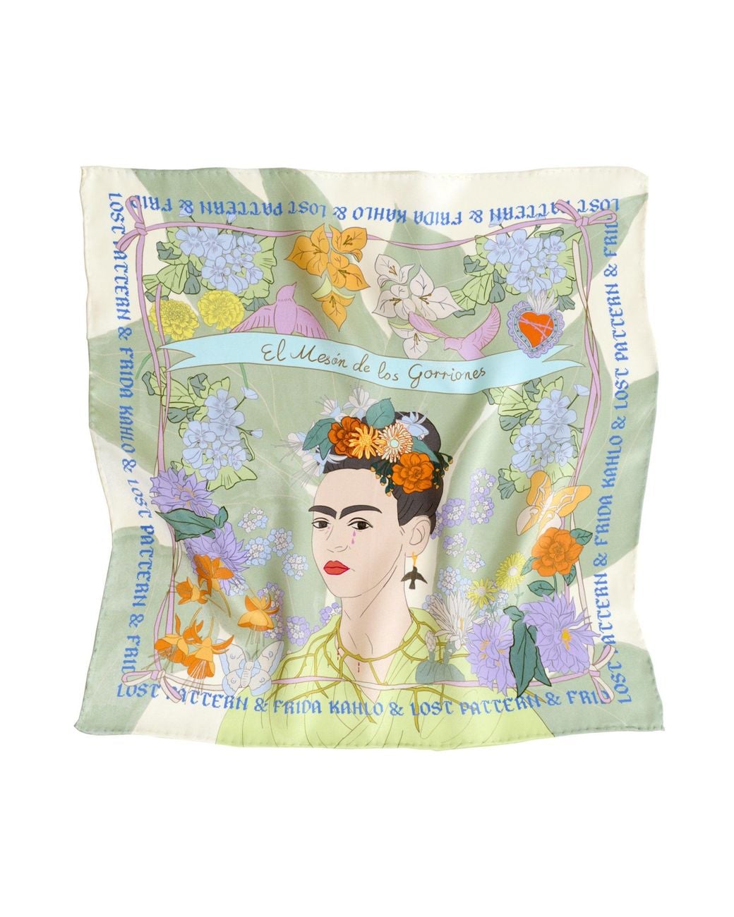 Lost Pattern Blue Los Amores De Frida Silk Pocket Square for men