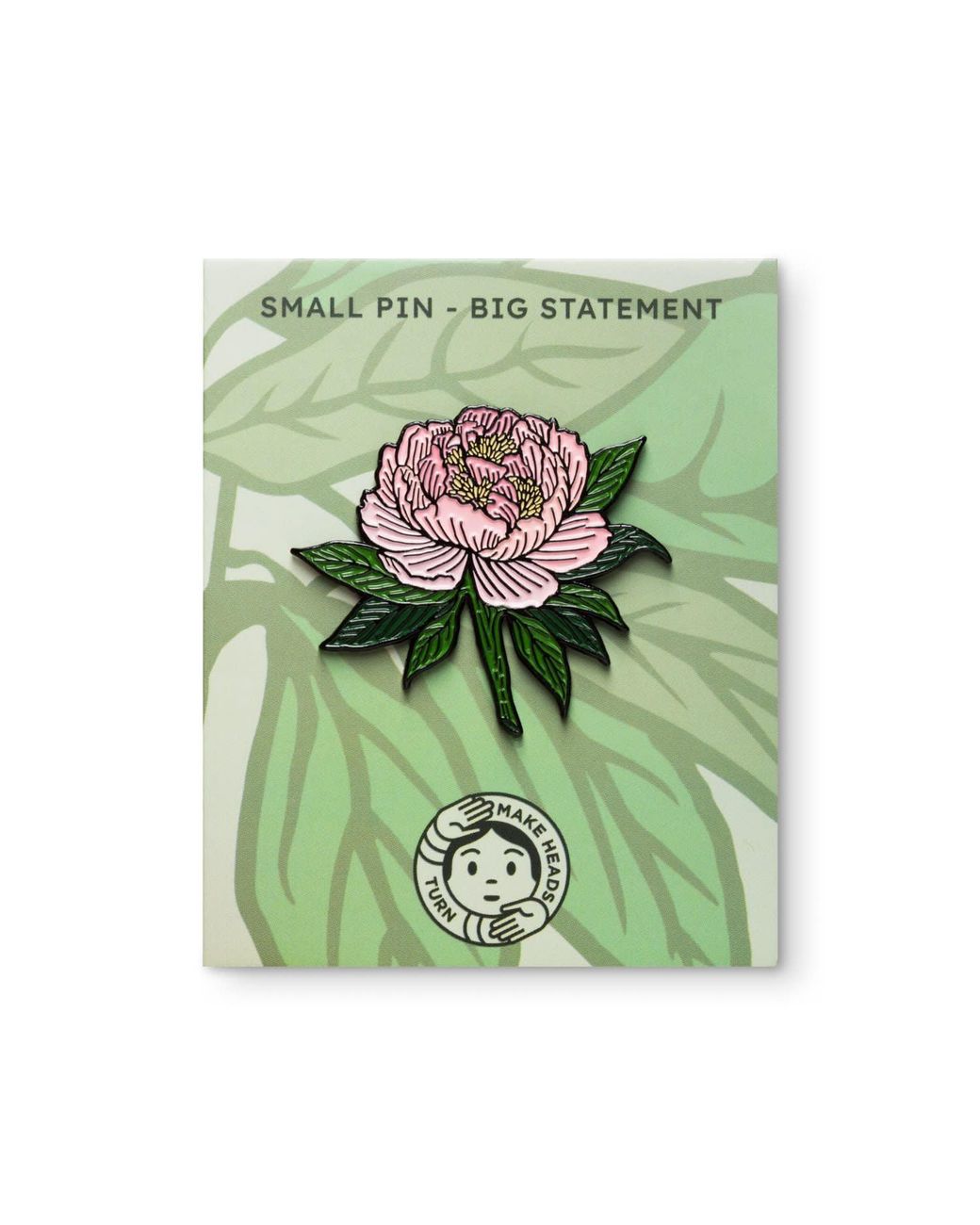 Make Heads Turn Green Enamel Pin Peony