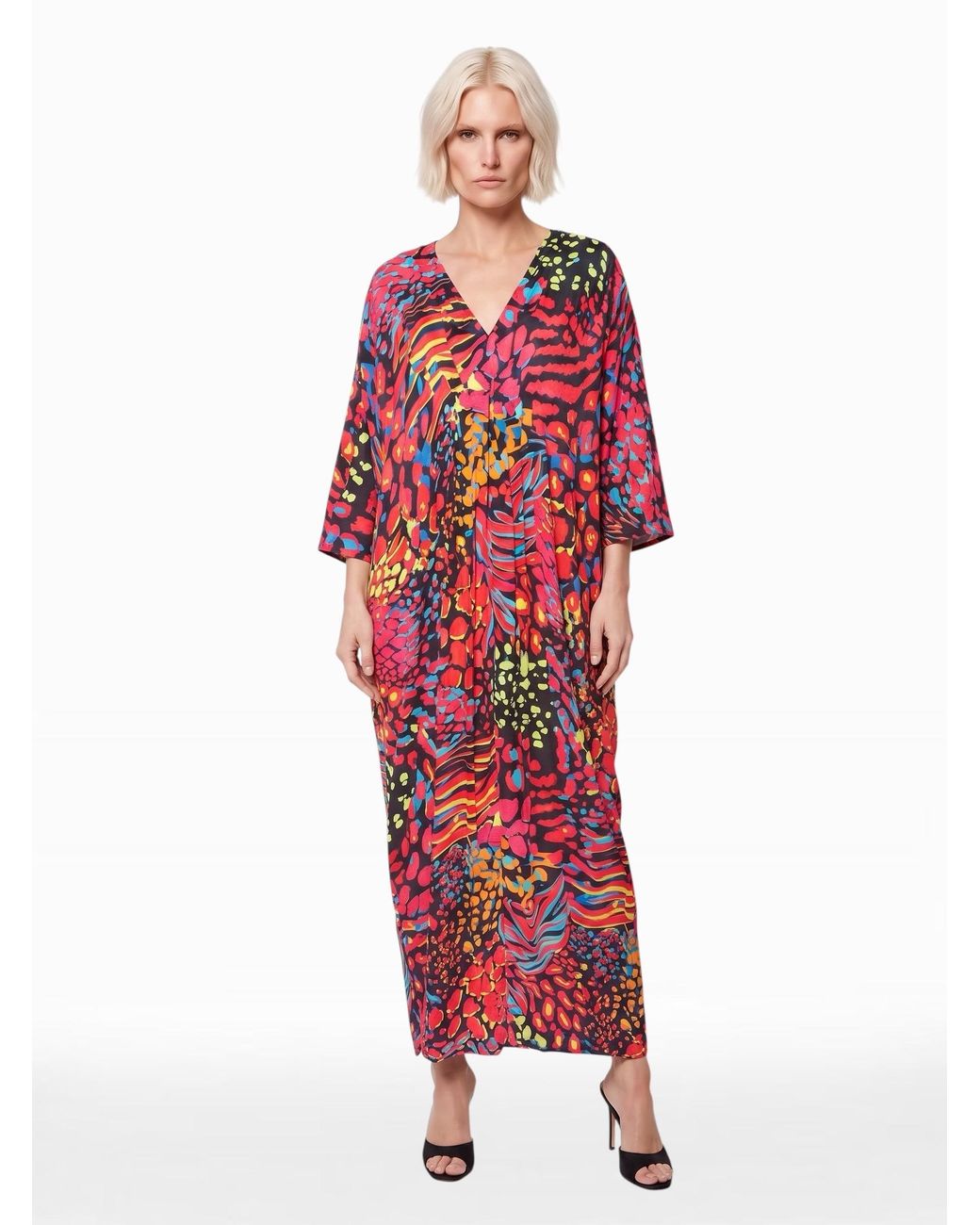 Any Old Iron Red Neon Animal Kaftan