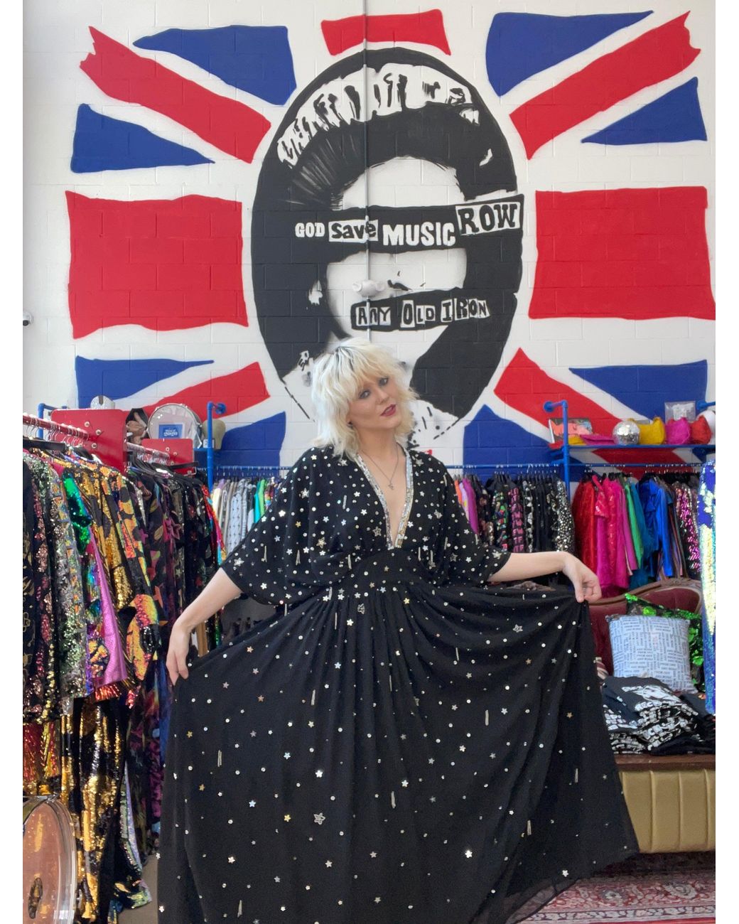 Any Old Iron Blue Sequin Shining Star Caftan Dress