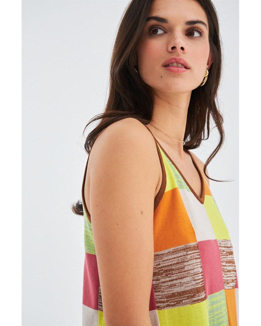 Peraluna Multicolor Bonjo Summer Patch Knit Strap Dress