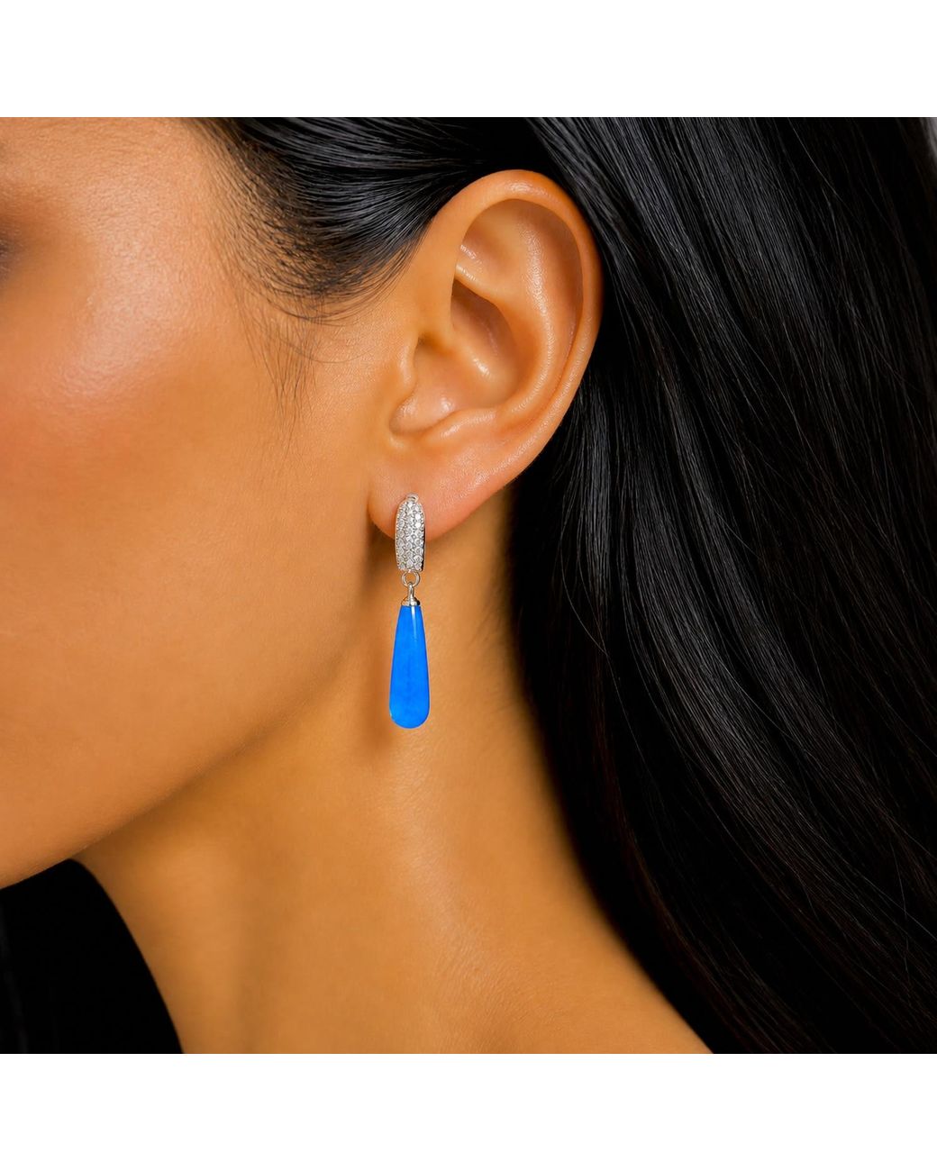 Najiba Blue Cascade Earrings Aquamarine