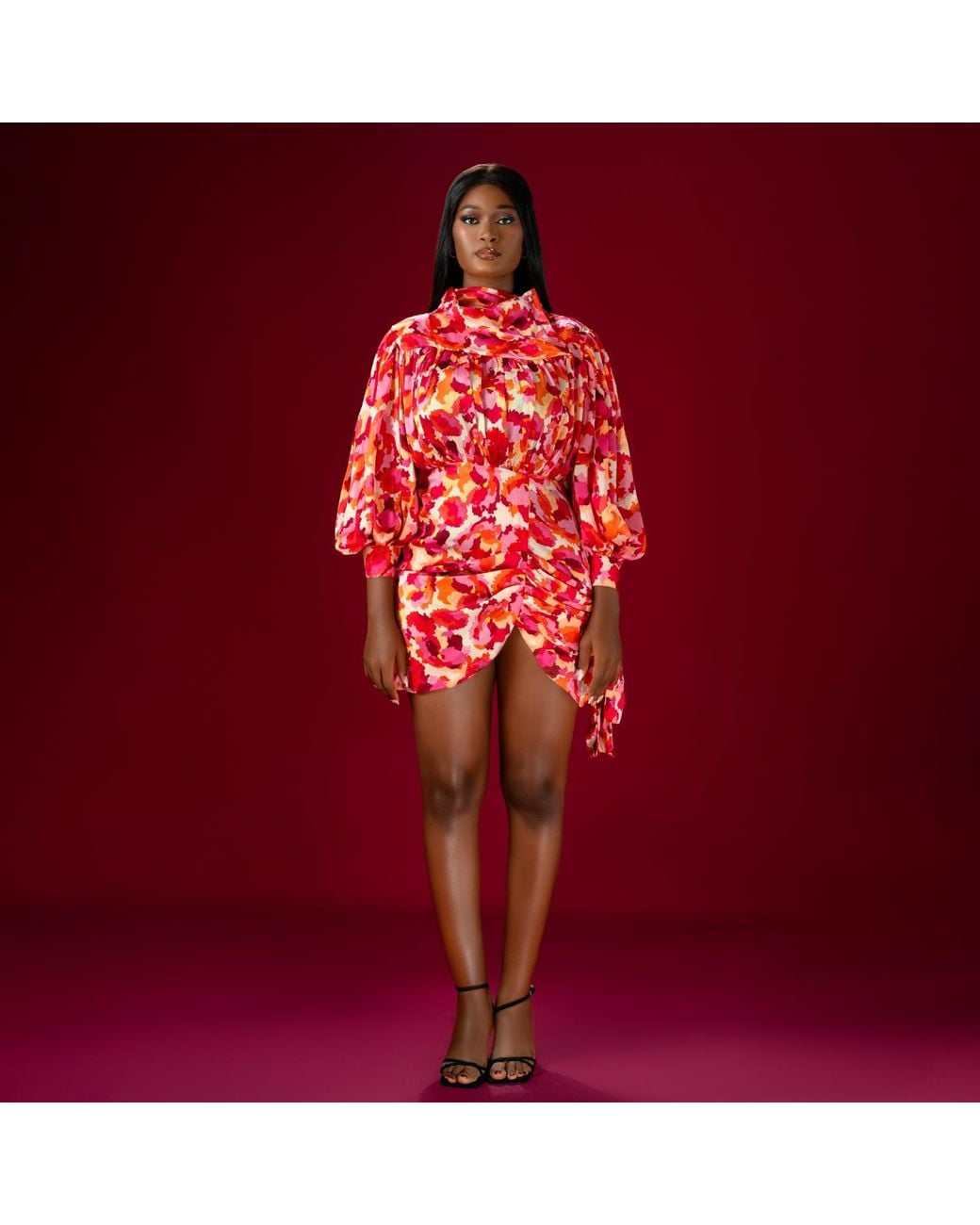 Freak Vault Red Solaris Draped Mini Dress