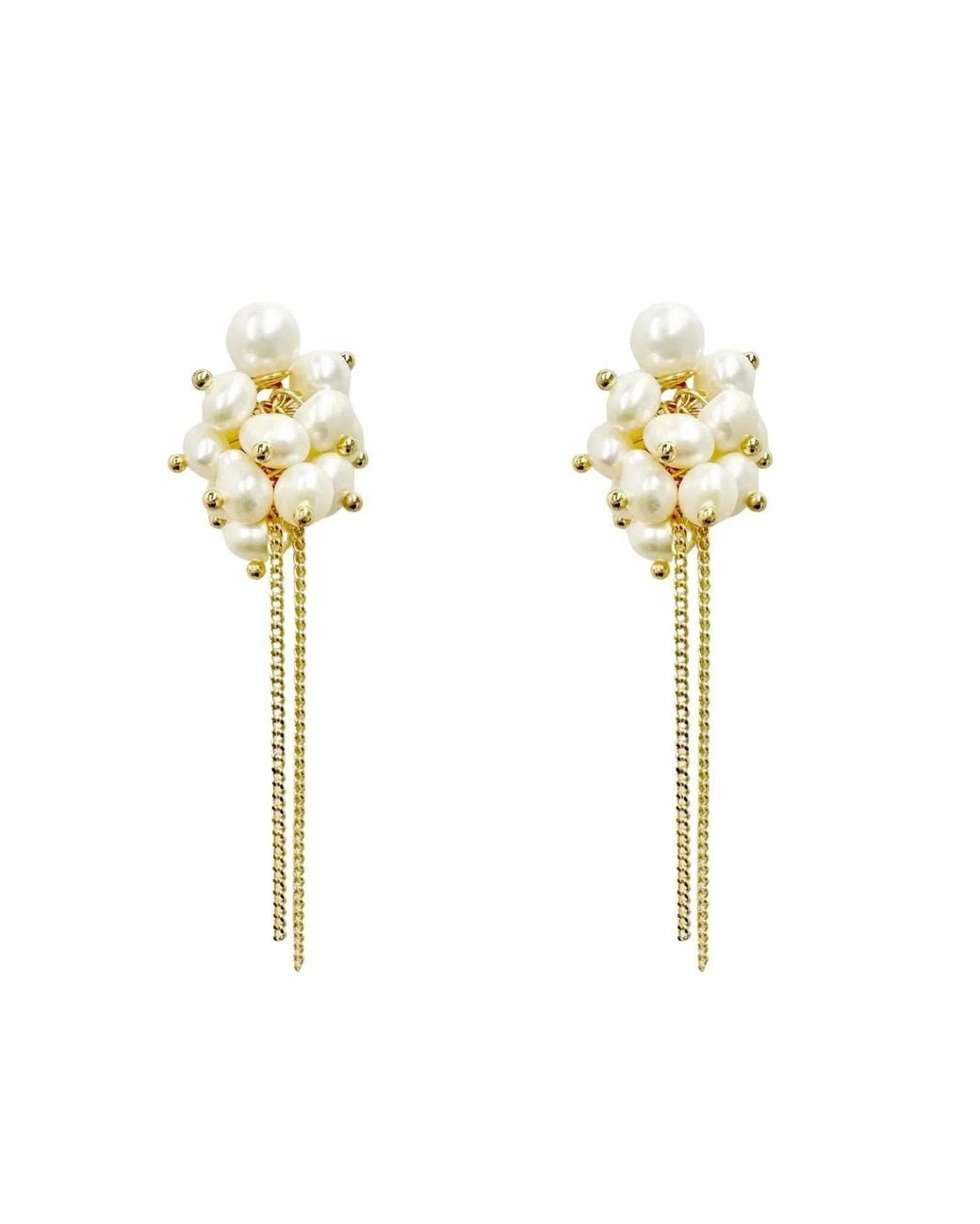 Angel Barocco Metallic Multi Ivory Pearl Earrings
