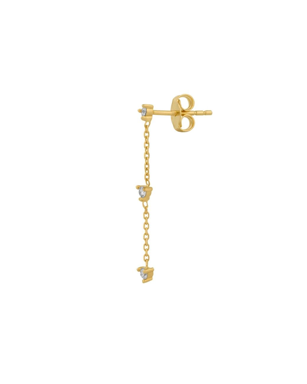 Spero London Metallic Fine Triple Diamond Drop Single Earring 14Ct Solid