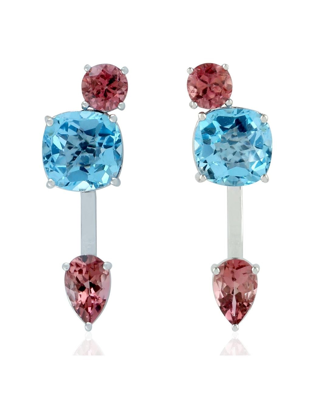 Artisan Blue Topaz & Tourmaline Ear Jacket Earrings