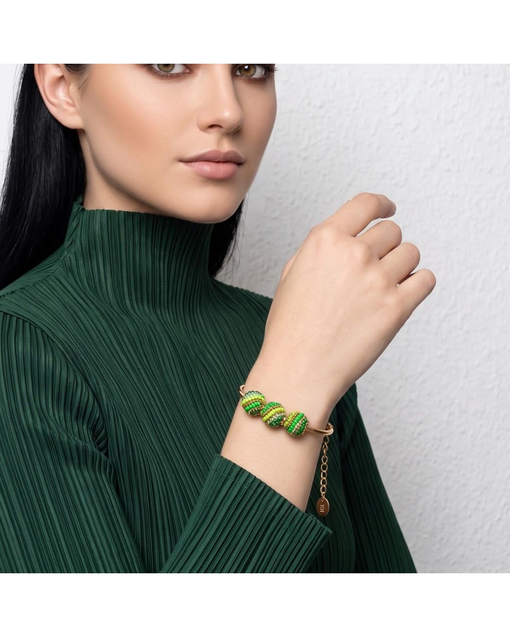 Iliana Arrazola Metallic Magic Ball Bracelet, Glass Beads, Beaded Jewelry