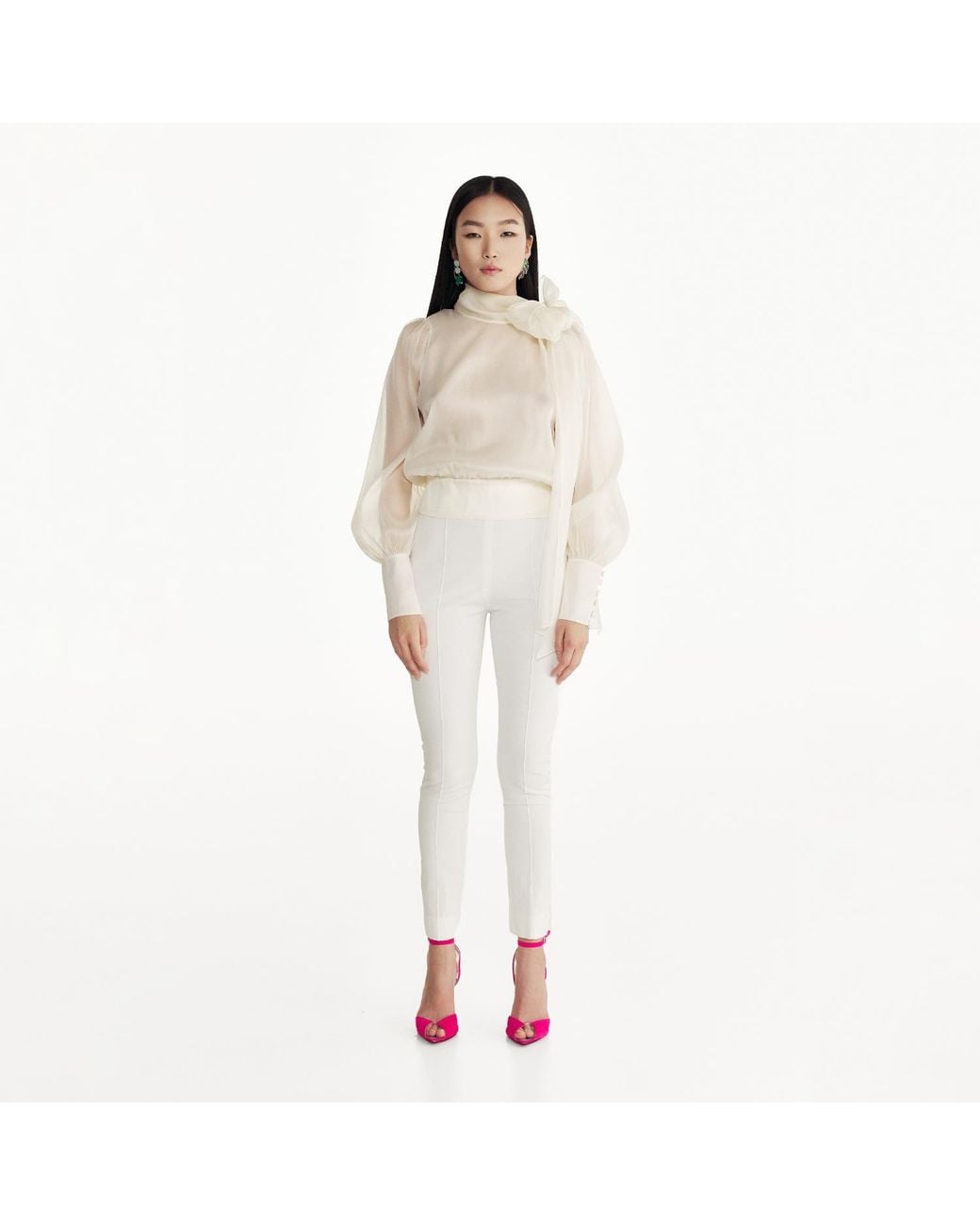 Lita Couture White Flawless Bow Blouse