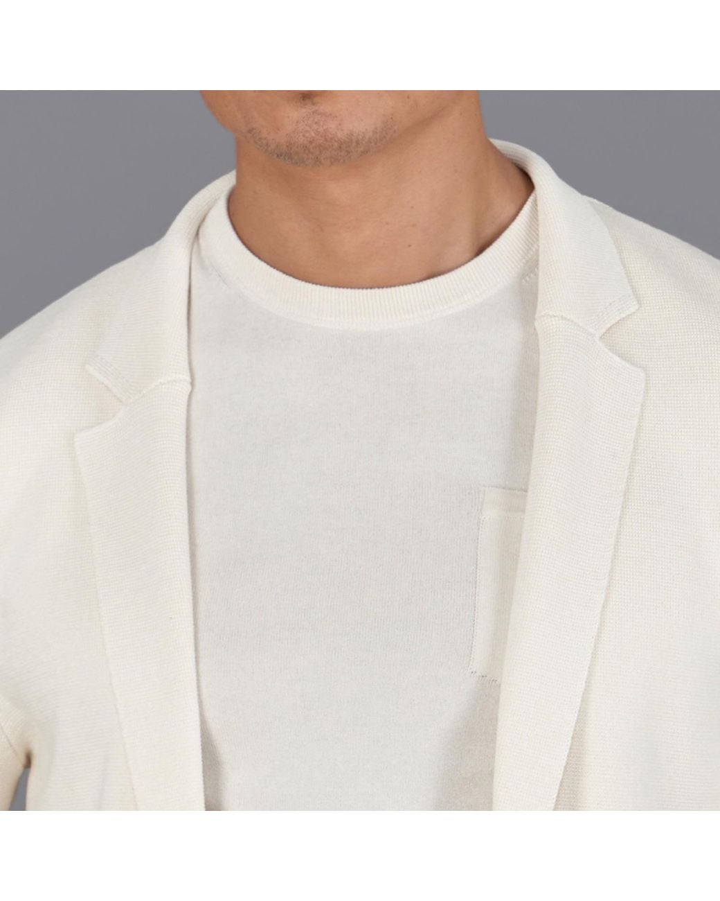 Paul James Knitwear Natural Neutrals Lightweight Mercerised Cotton Giuseppe Knitted Blazer for men