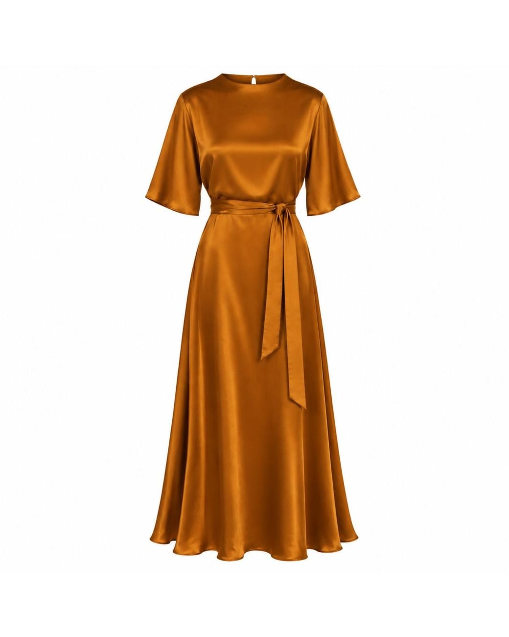 Traffic People Brown Smooth Operator Rust Short Sleeve Tie Waist Edith Maxi Dress