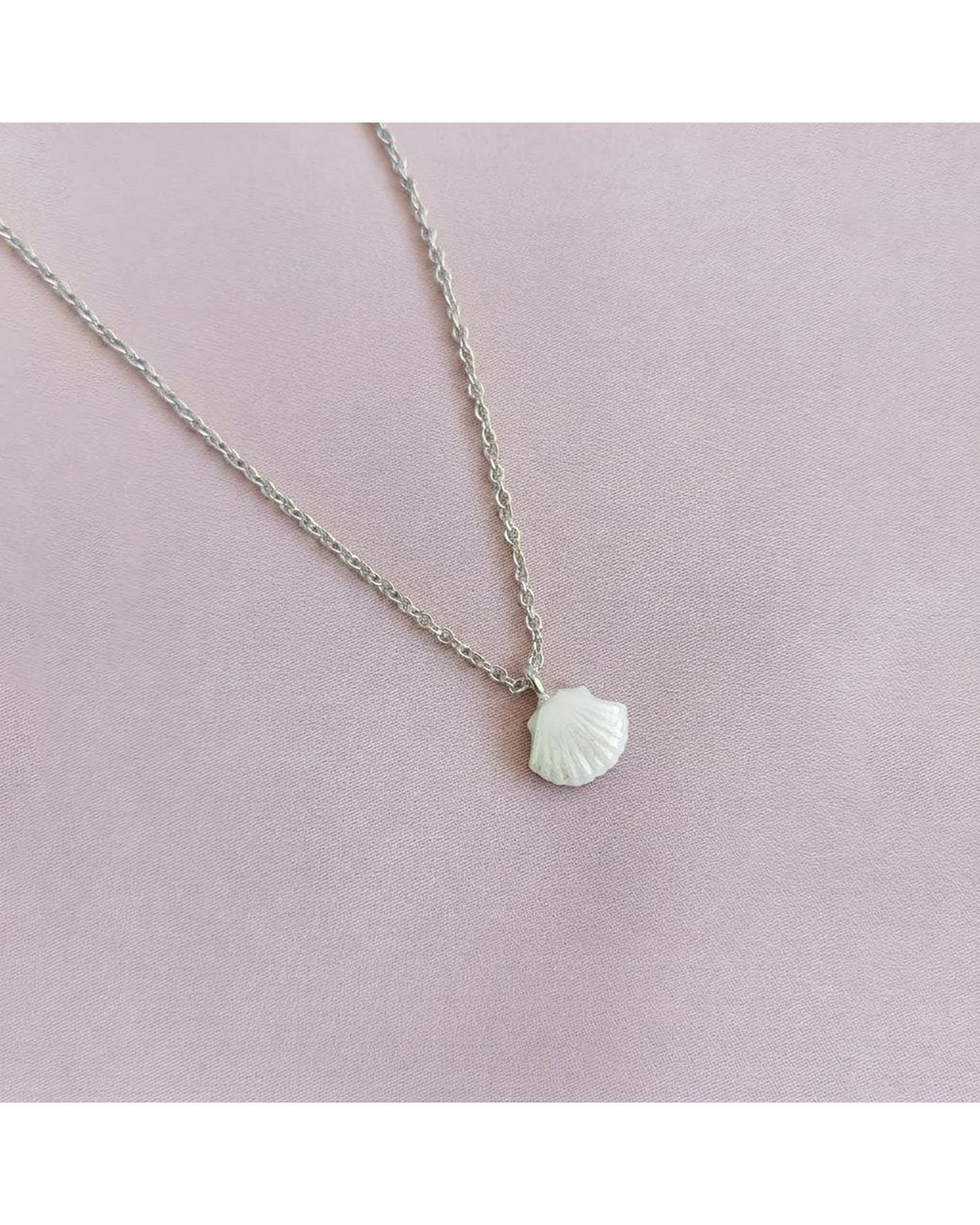 POPORCELAIN Metallic Mini Porcelain Seashell Necklace, Tone