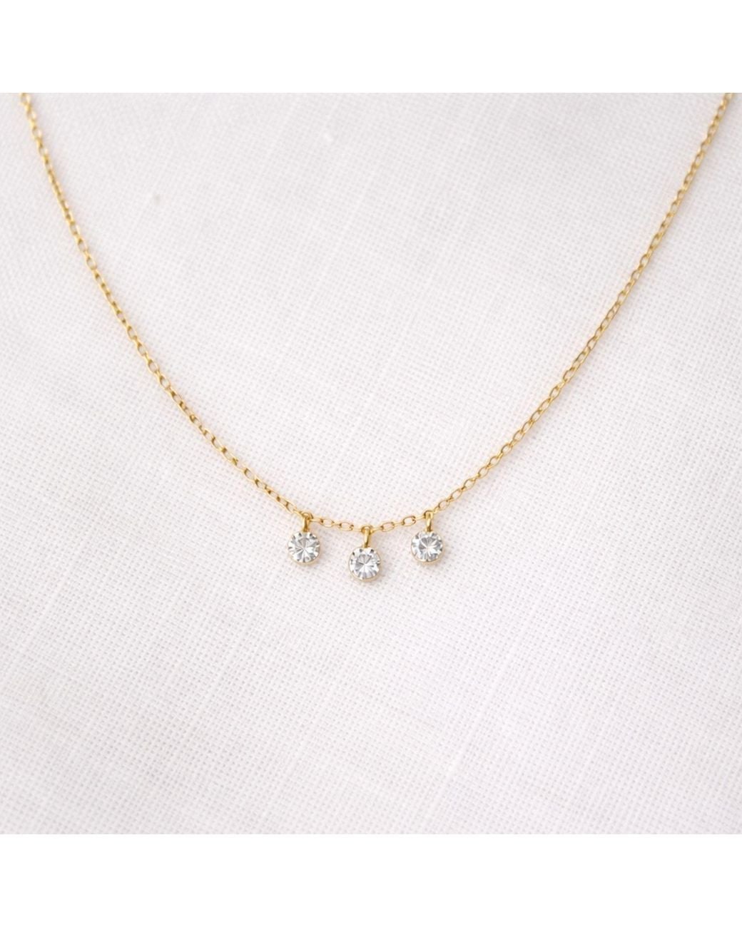 Lily Flo Jewellery Metallic Starlight Three Diamond Floating Necklace