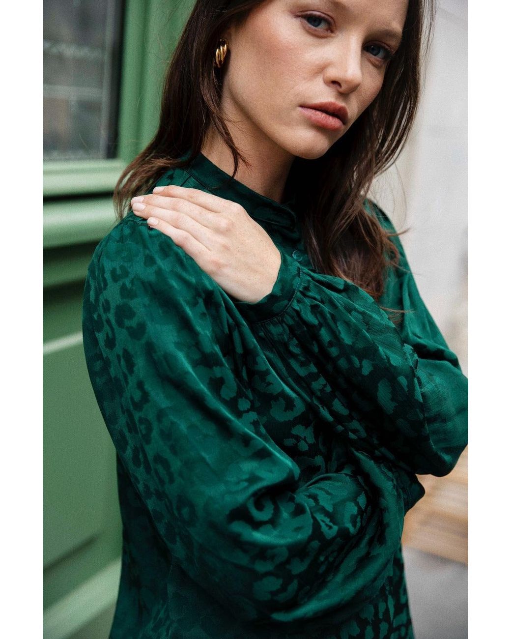 AVANI Apparel Green Hortensia Blouse