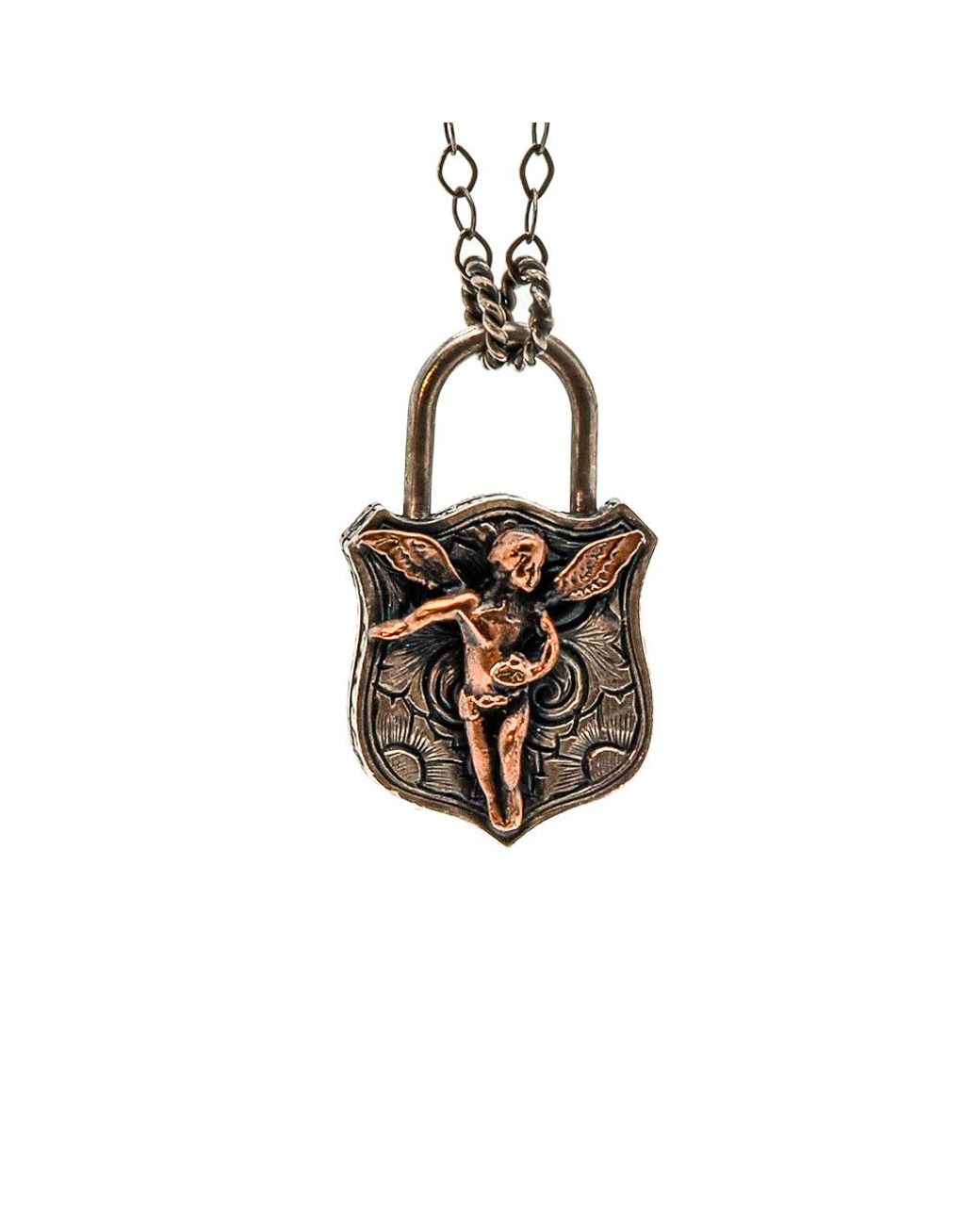 Ebru Jewelry Metallic Sterling Guardian Angel Unique Necklace