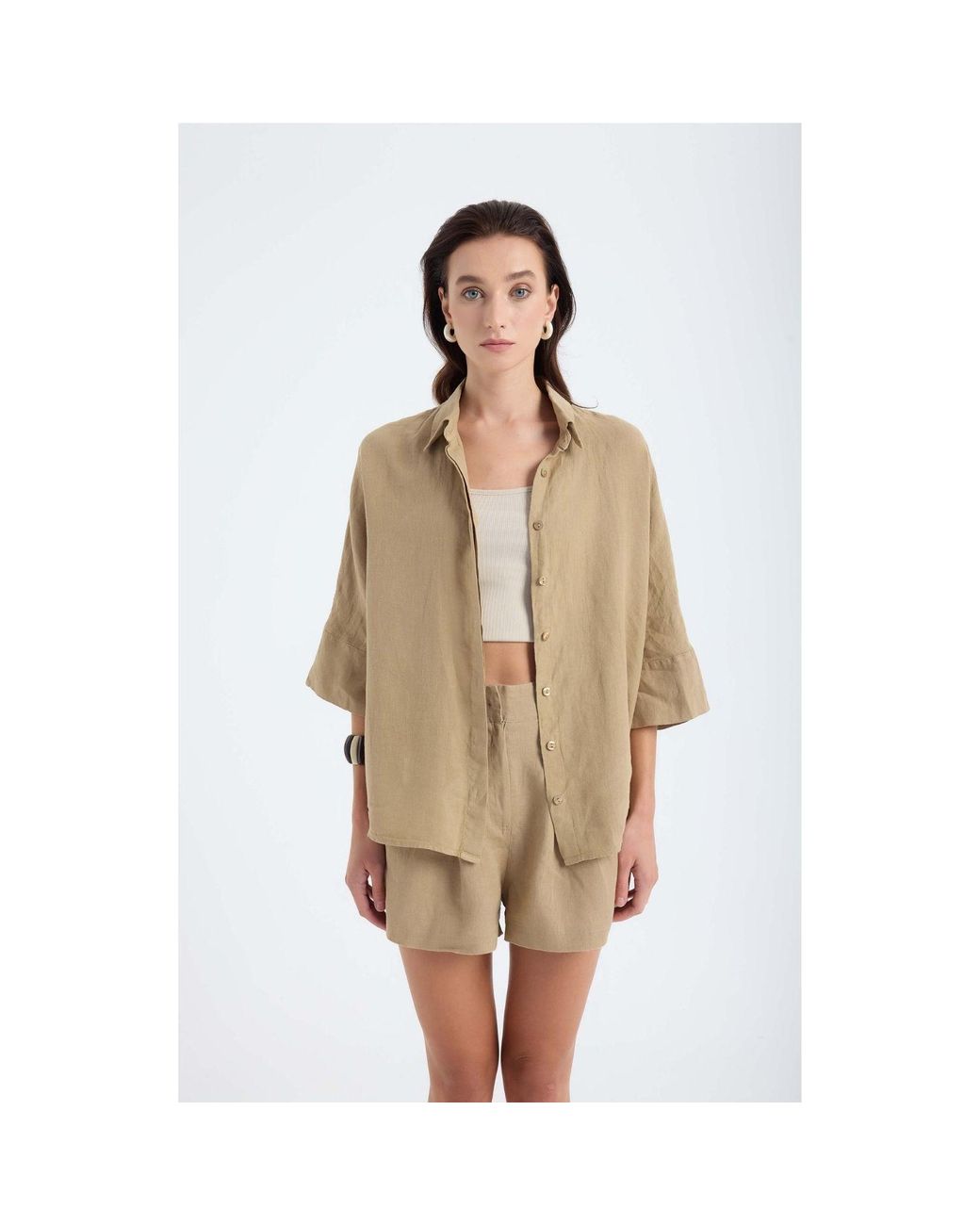 Monlicia Natural Neutrals Iyan Linen Oversize Shirt