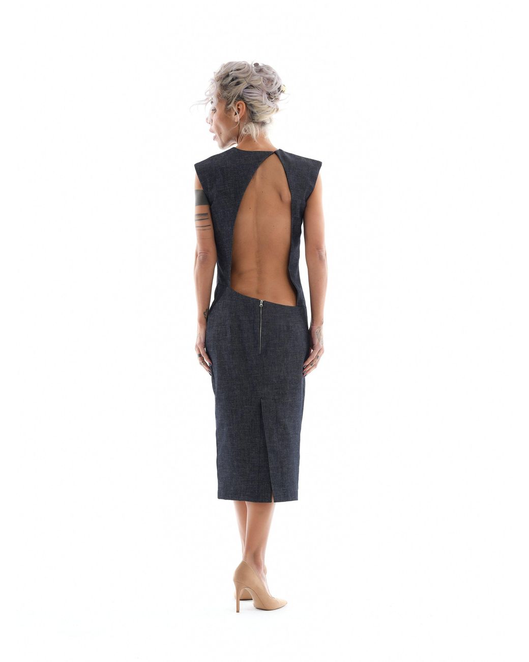 Clothes by Locker Room Black Denim Cutout Midi Dress