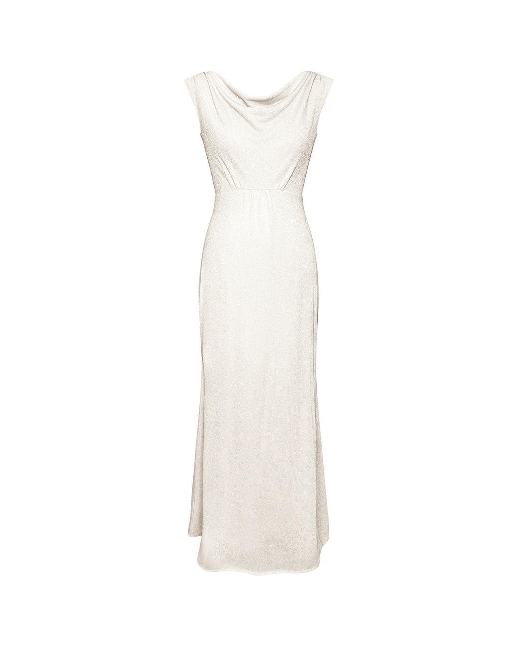 Alie Street London White Cruise Cowl Neck Maxi Dress Moonstone Shimmer