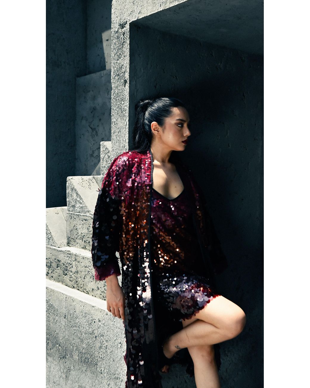 Any Old Iron Red Radiant Sequin Short Dress