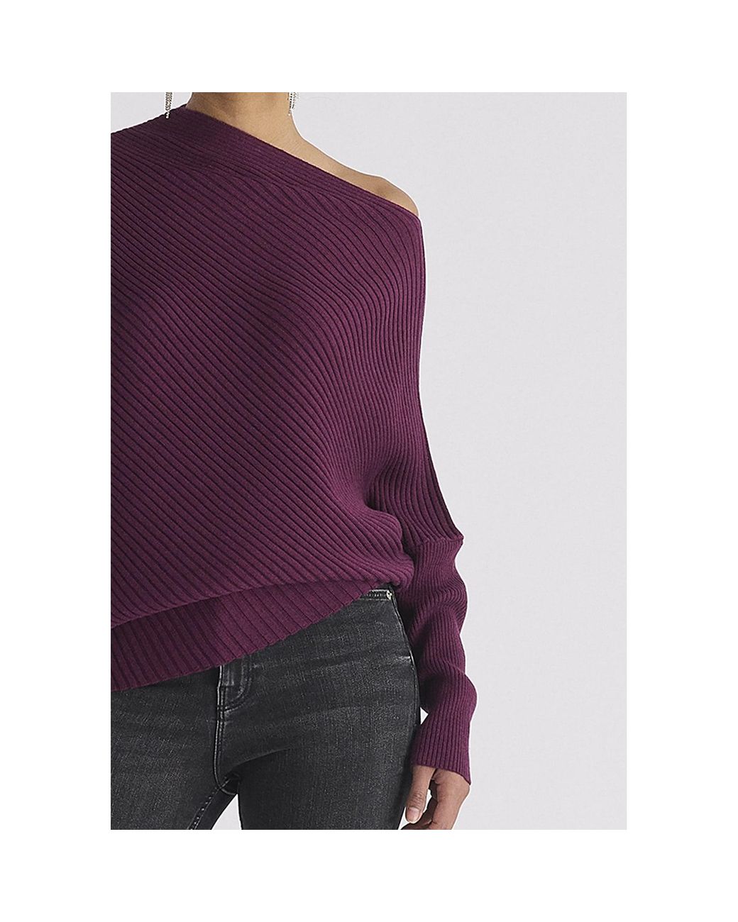Paisie Purple Draped Asymmetric Knit Jumper