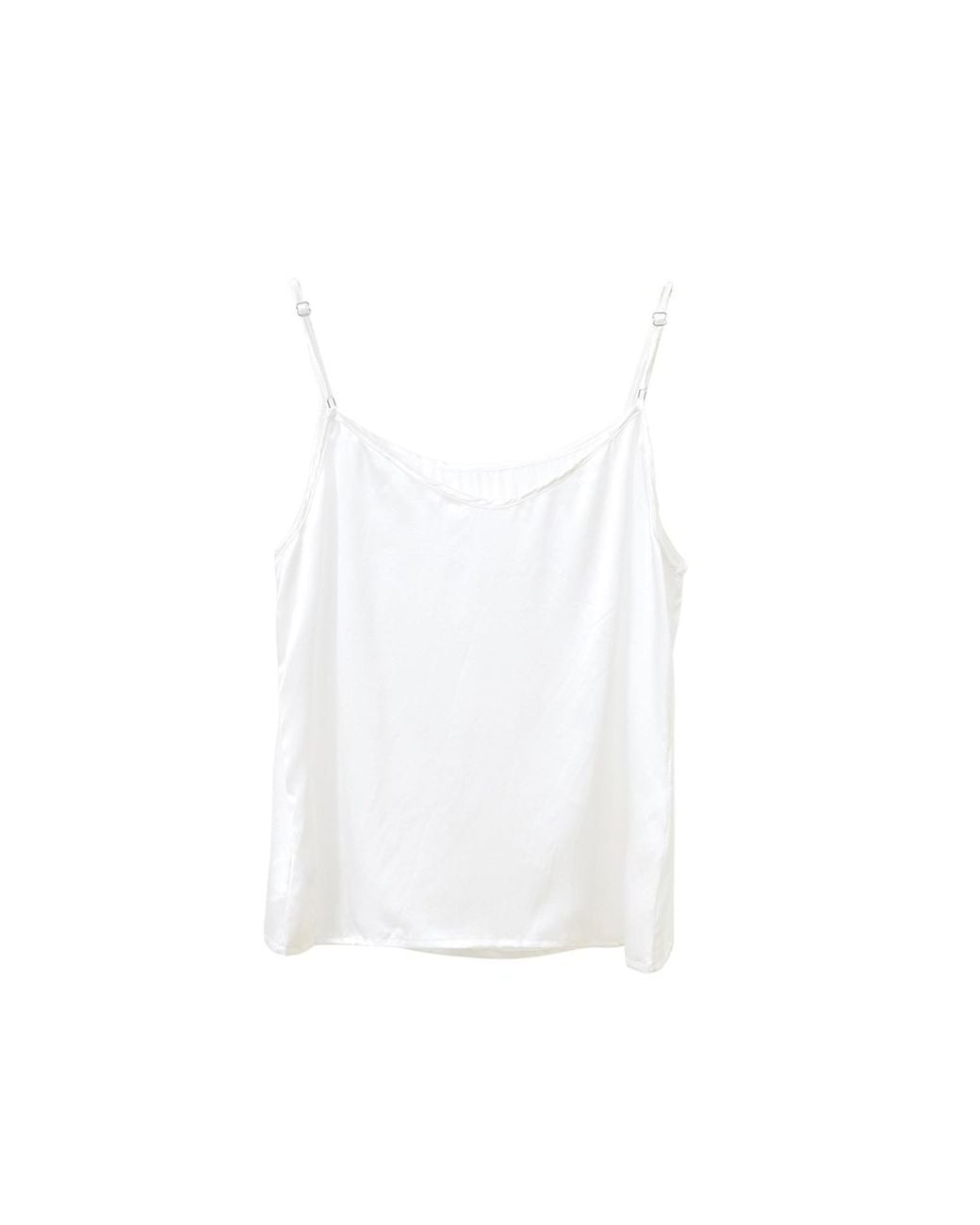 Soft Strokes Silk White Pure Mulberry Silk Camisole With Adjustable Straps
