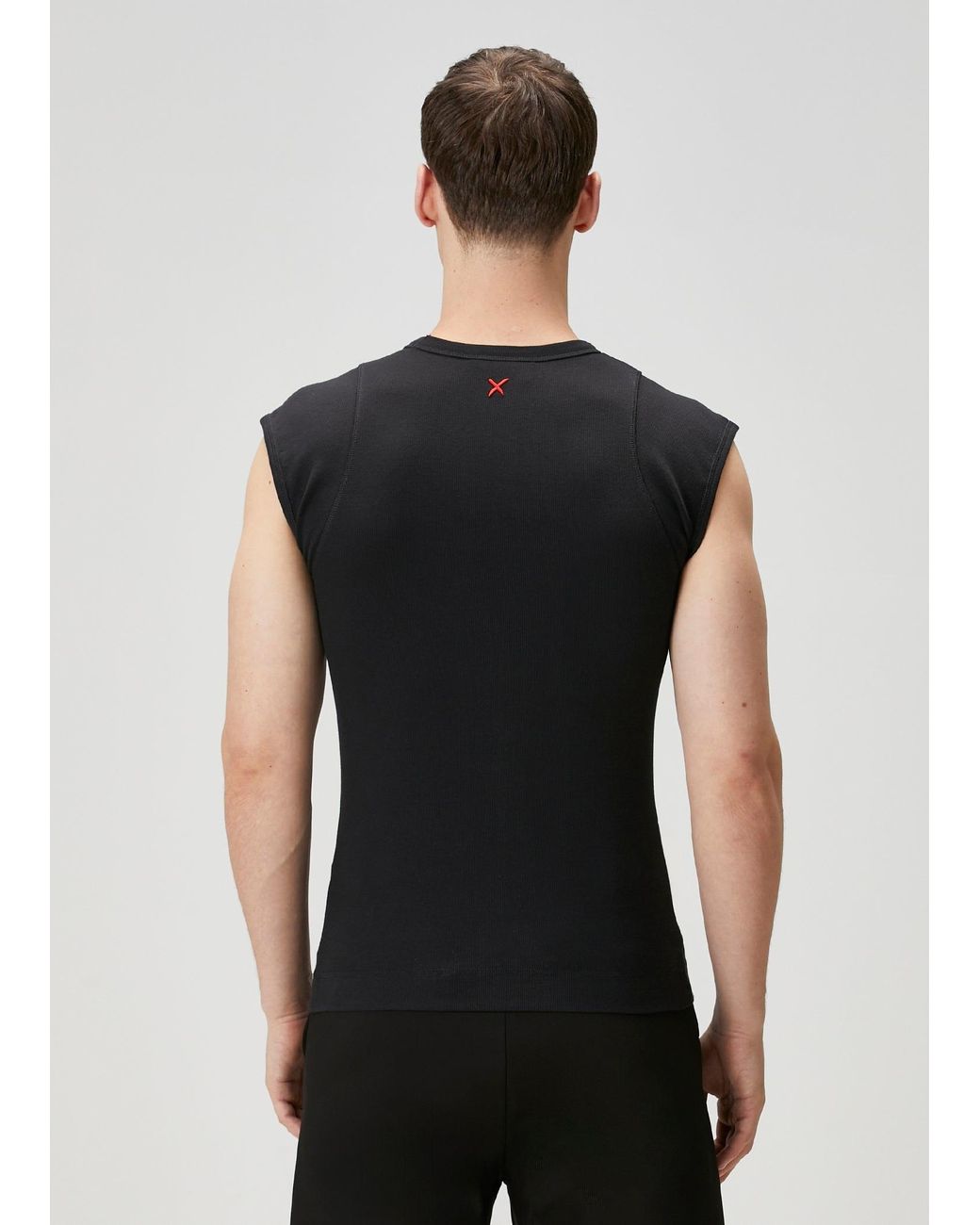 Pcfg Black Rib Tank Top With Patch for men