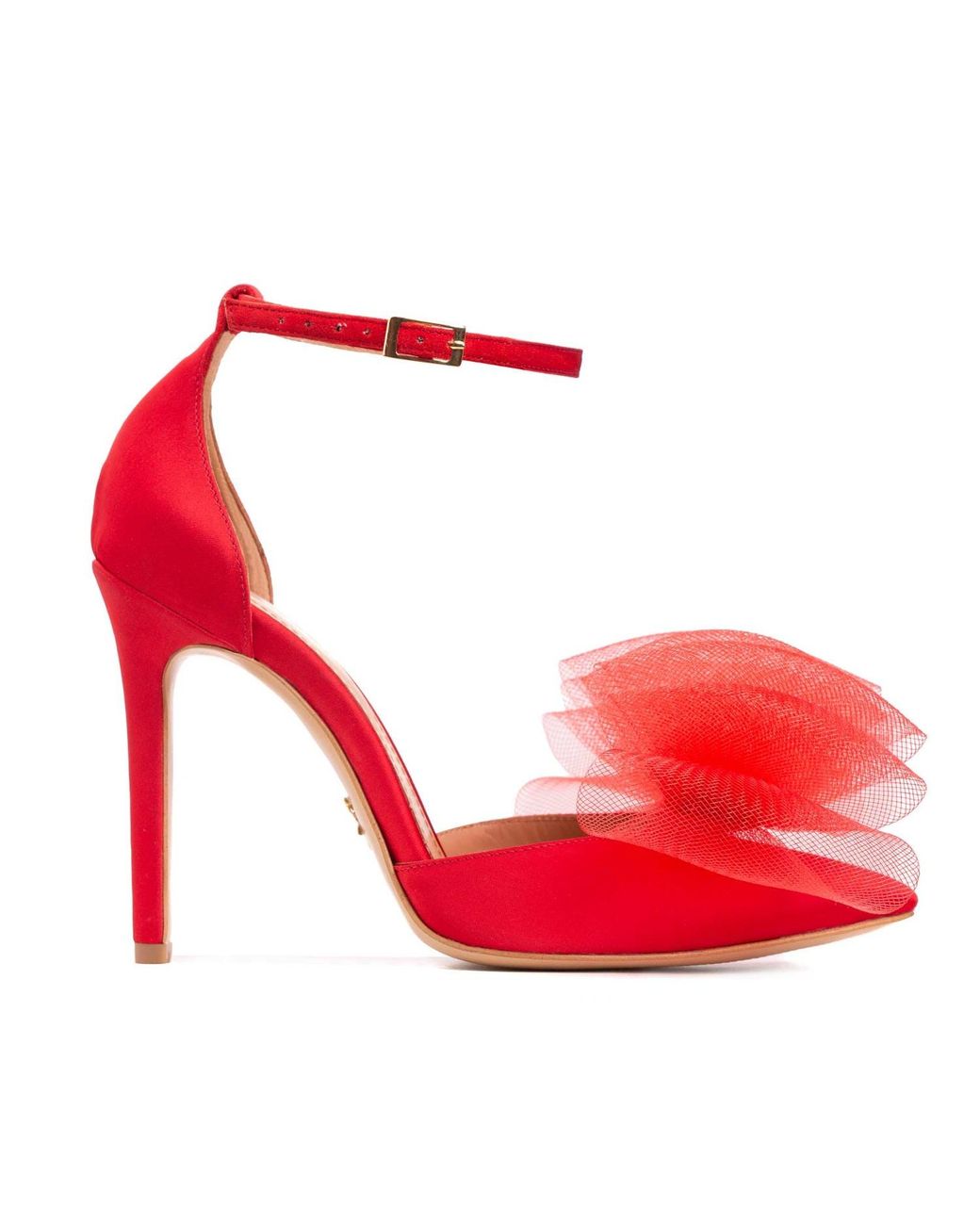 Ginissima Red Alice Bow Tulle Satin Shoes