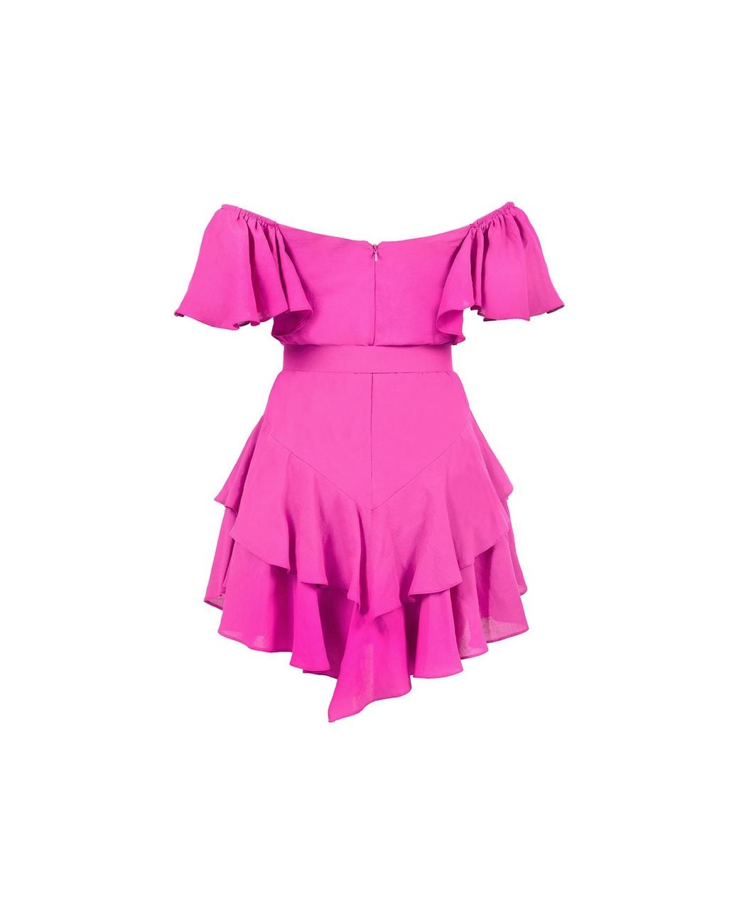ALINA CERNĂTESCU Pink Samba Rose Linen Mini Ruffle Cocktail Dress