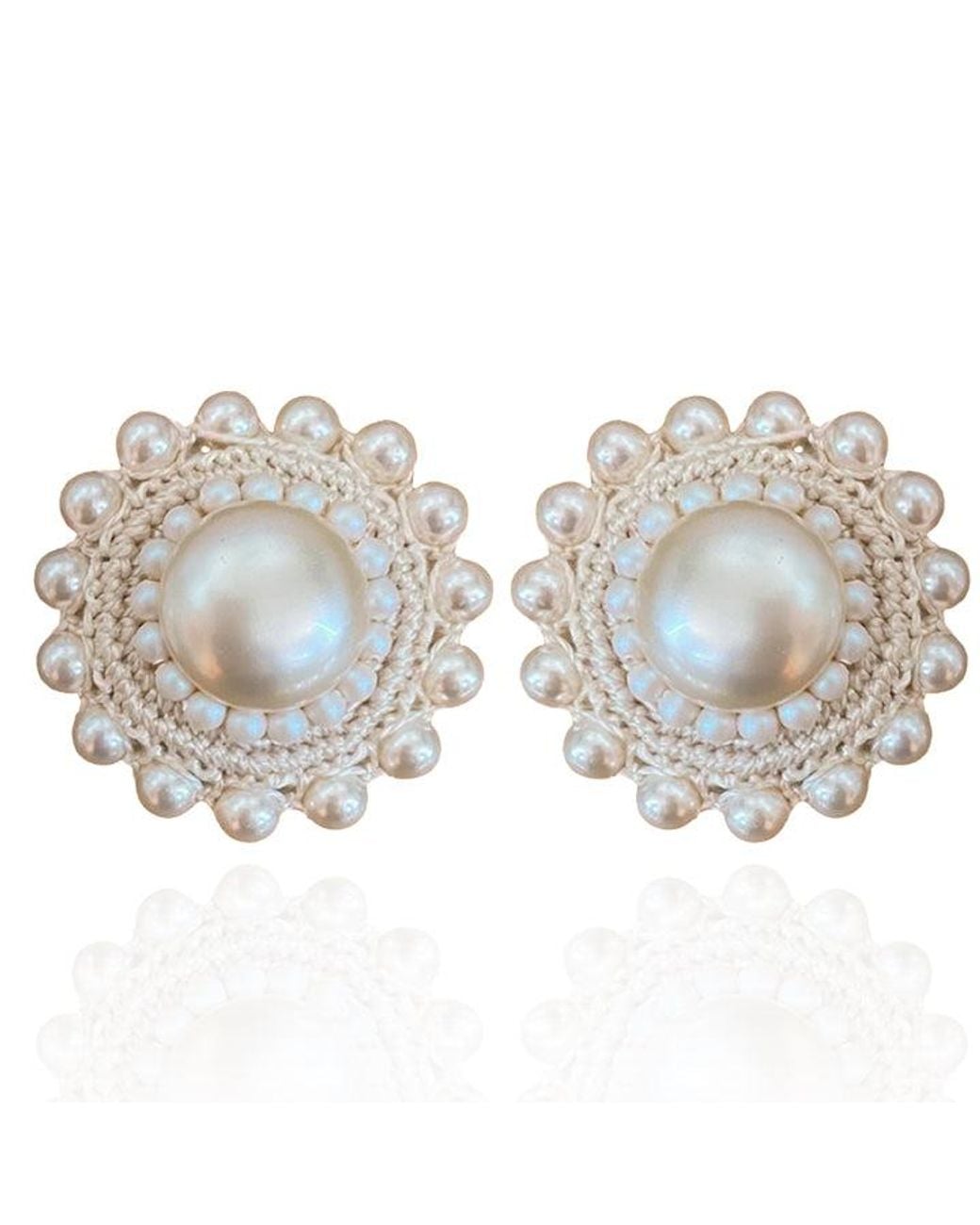 PINAR OZEVLAT White Neutrals Cream Rose Pearl Studs