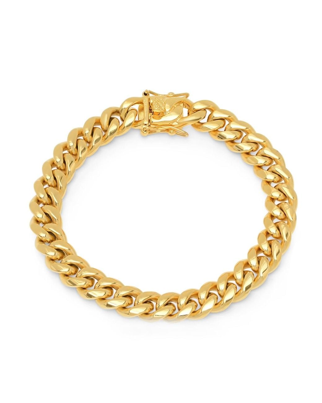 Steeltime Metallic Stainless Steel 18K Plated 10Mm Miami Cuban Bracelet With Box Clasp 8.5 Inch for men