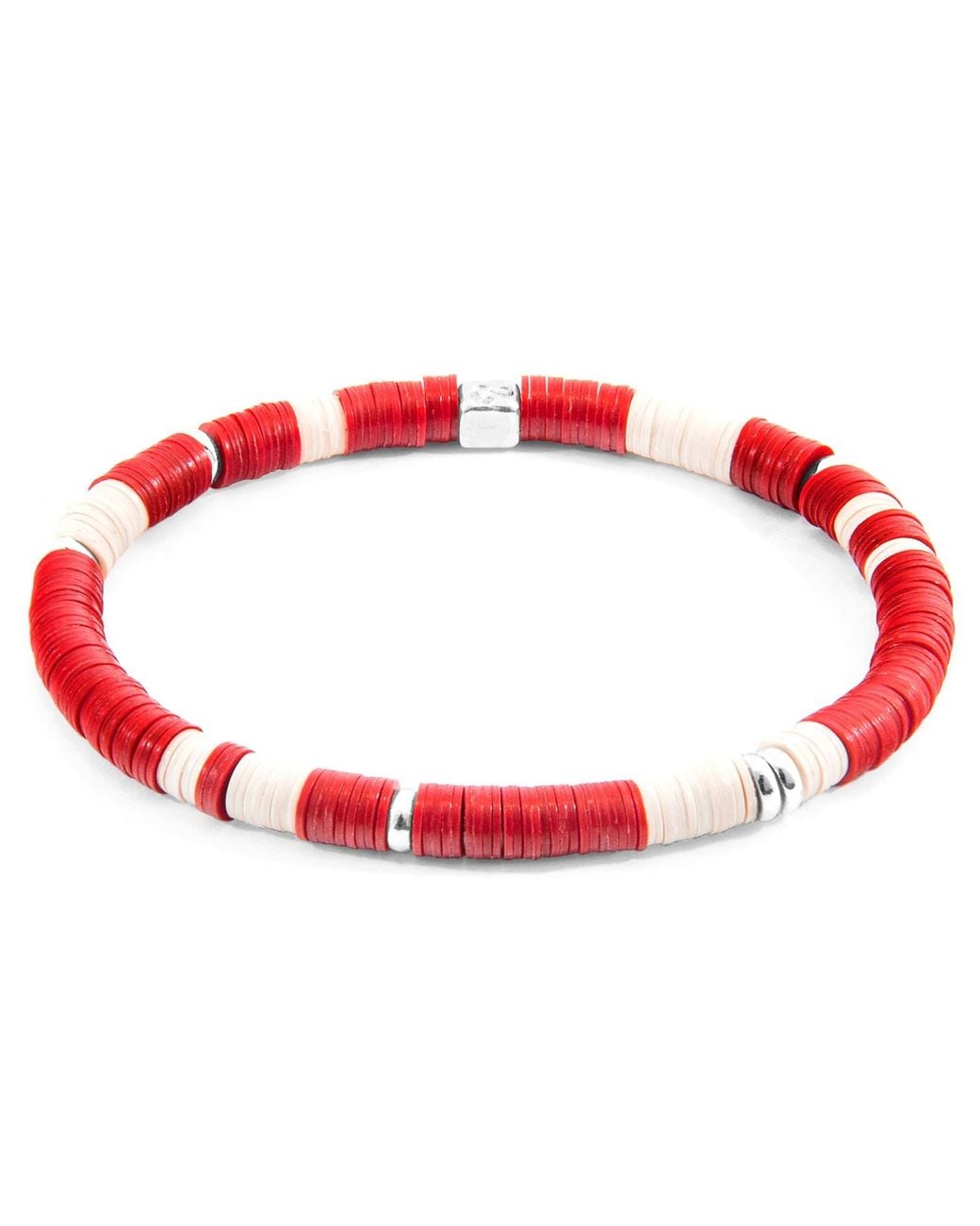 Anchor and Crew Multicolor Red Malawi Silver & Vinyl Disc Bracelet for men