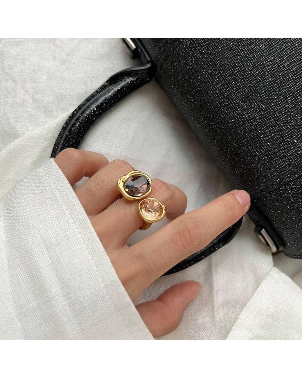 Angel Barocco Metallic Smoky & Champagne Zirconia Open Ring