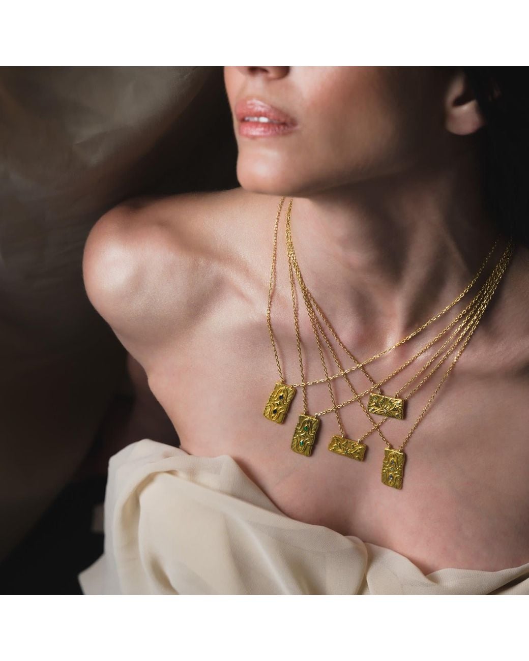 Myrto Katramadou Jewellery Metallic Infinity Necklace-Plated -Two Stones- Royal